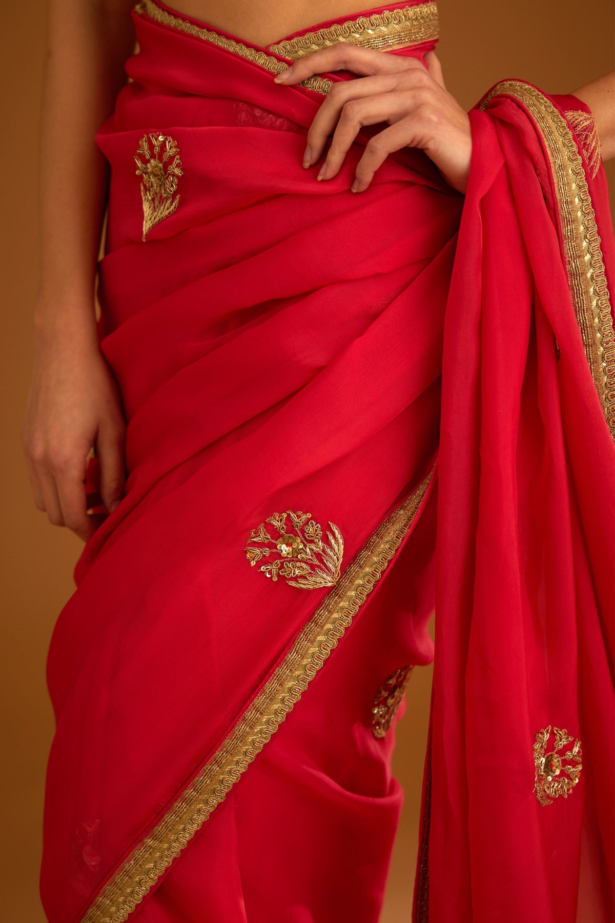 Cranberry pink Saree set