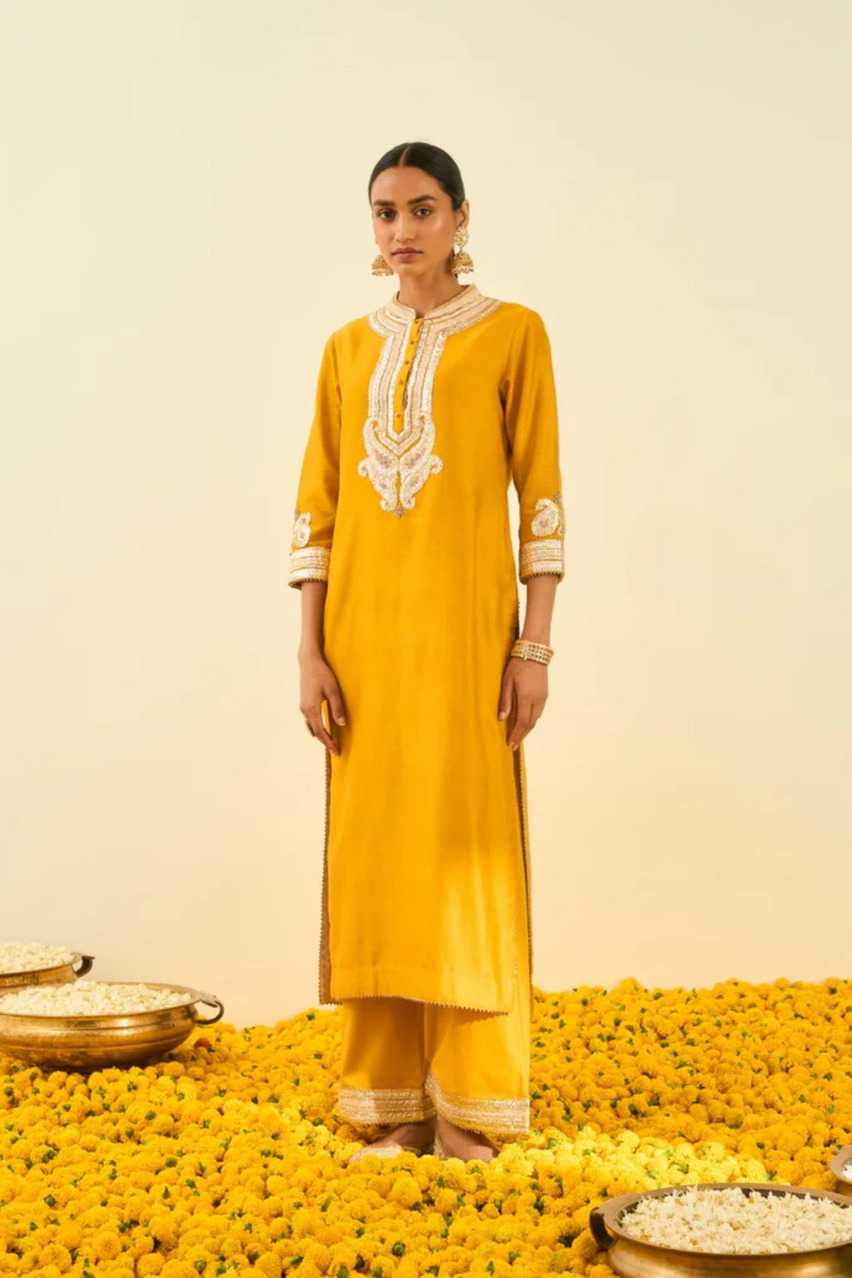 Arisah glaze mustard kurta set