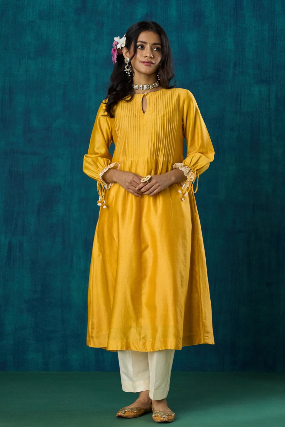 Mango Yellow Flowy Kurta Sets