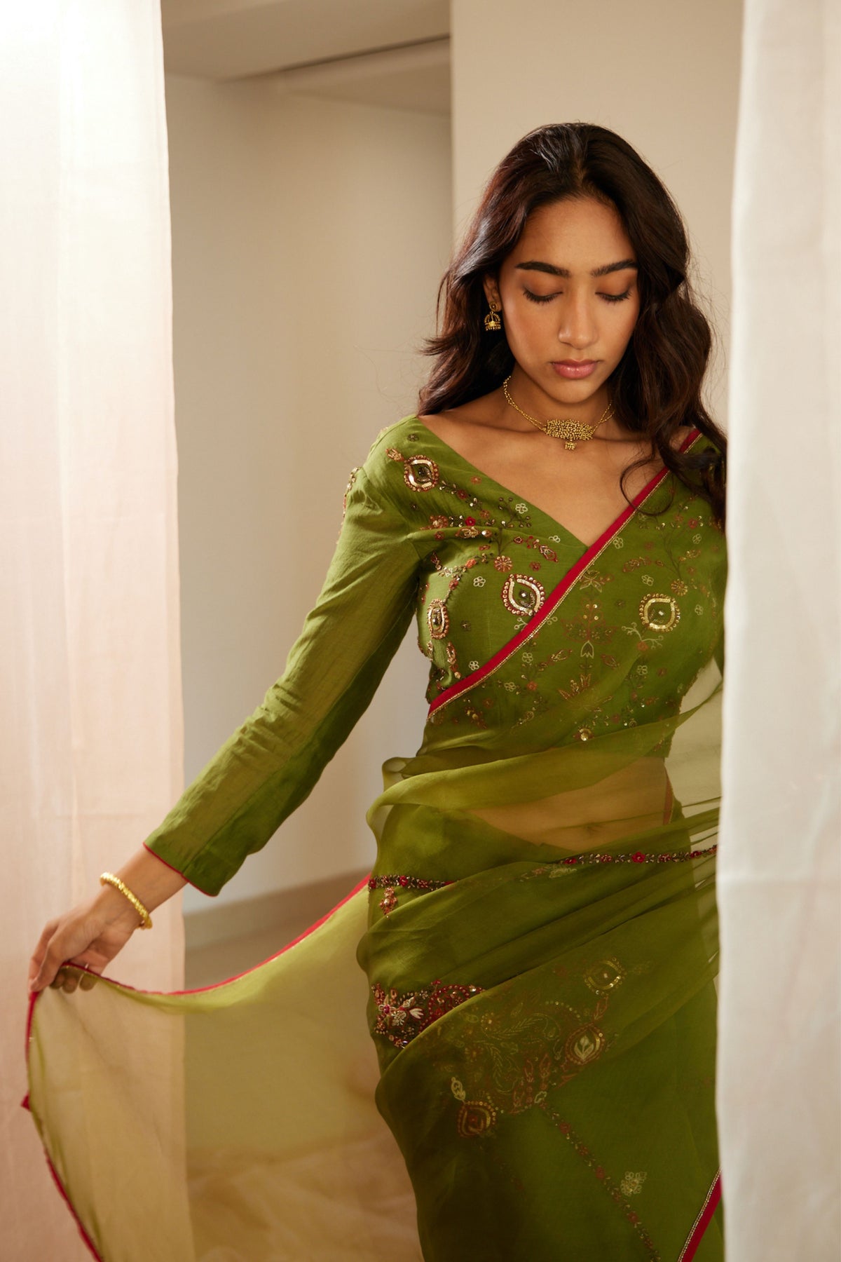 Green Dhuleti Saree