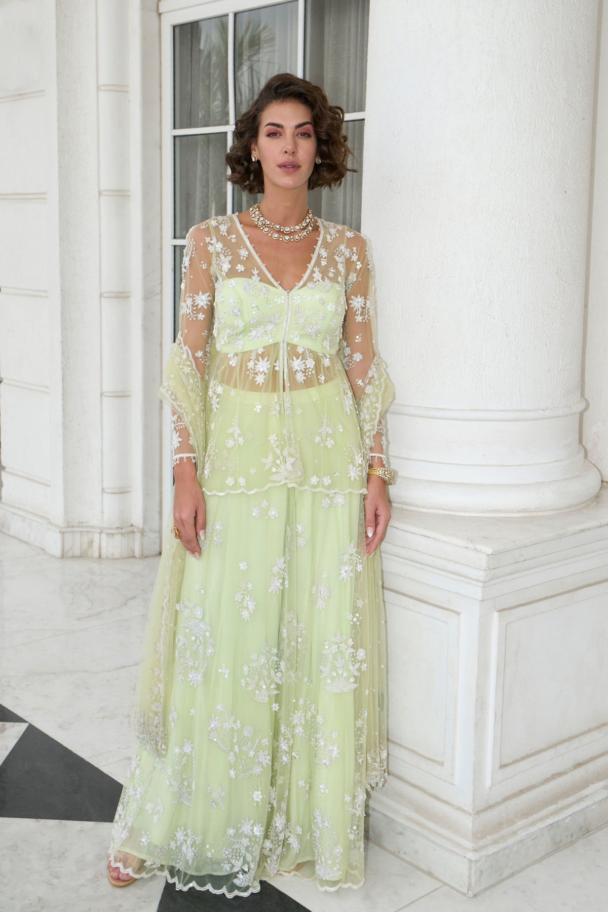 Lime Green Sharara Set