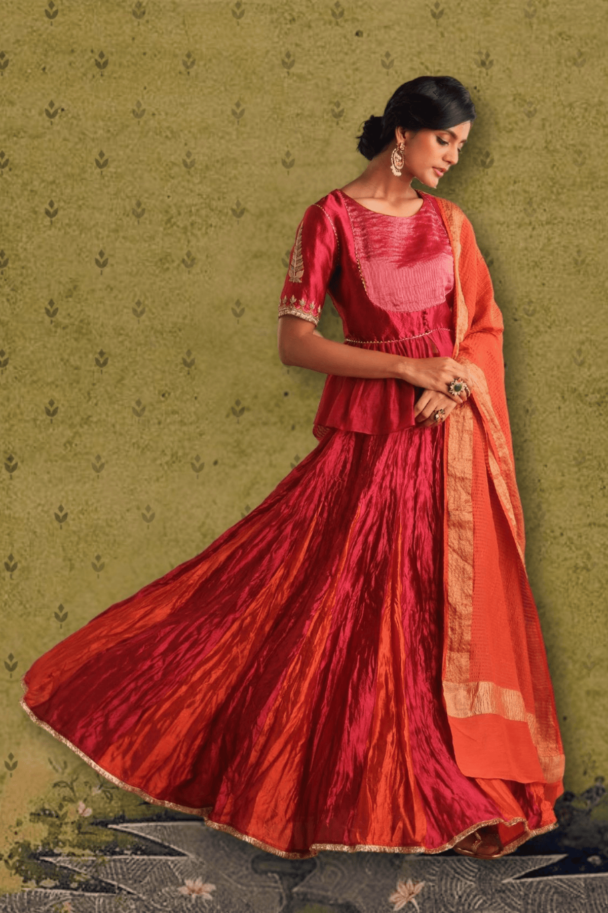 Matka Yoke Silk Lehenga Set