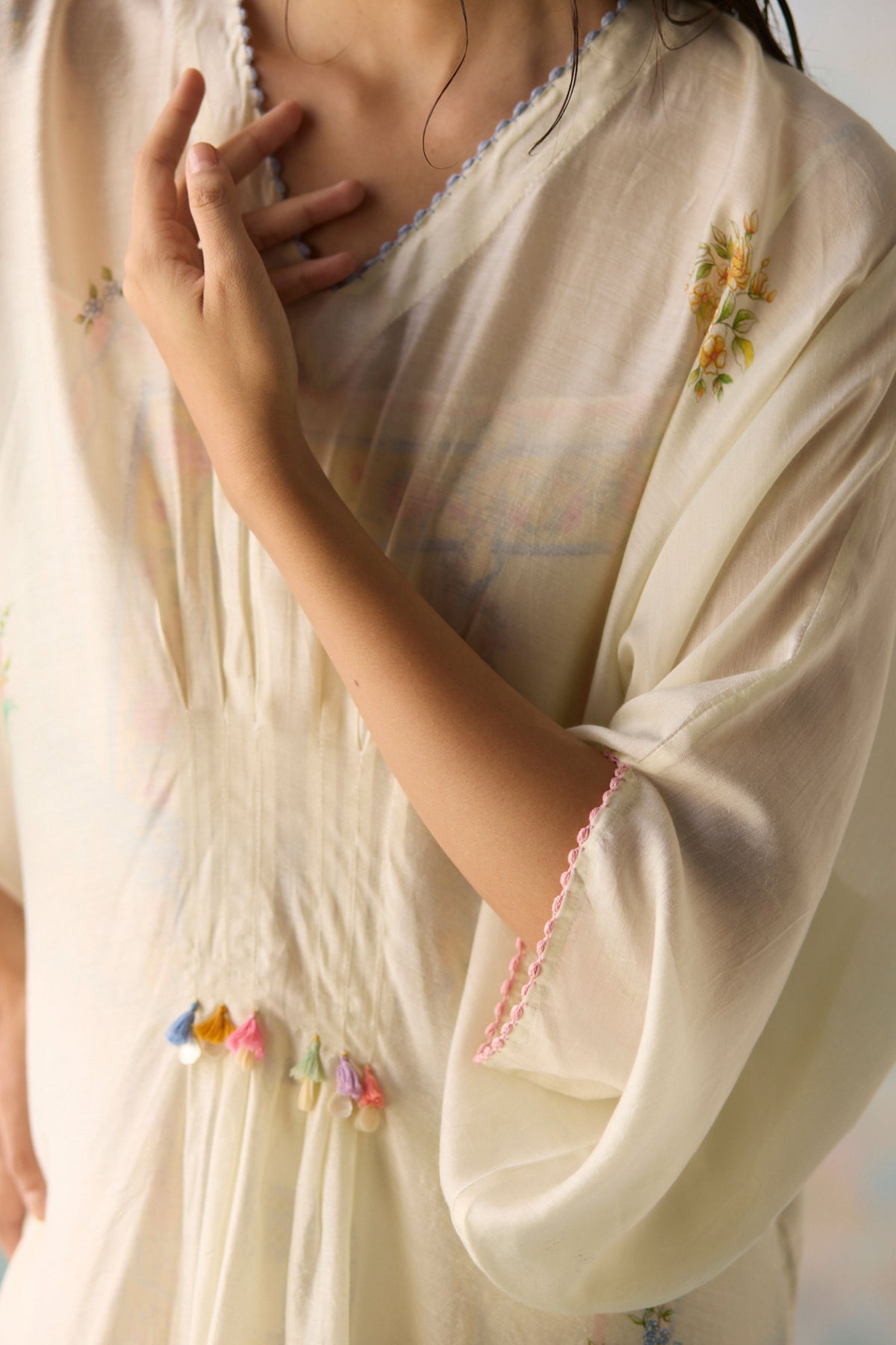 Cloud Embroidered Kaftan Dress