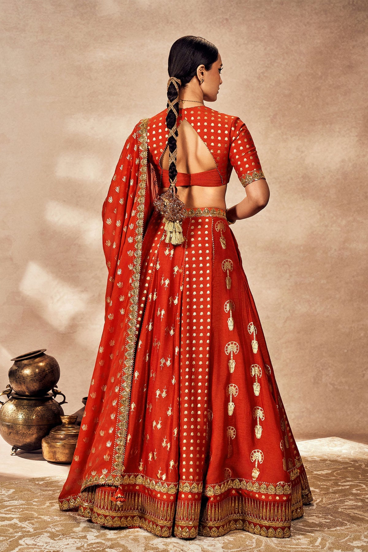 Rust Foil Lehenga Set