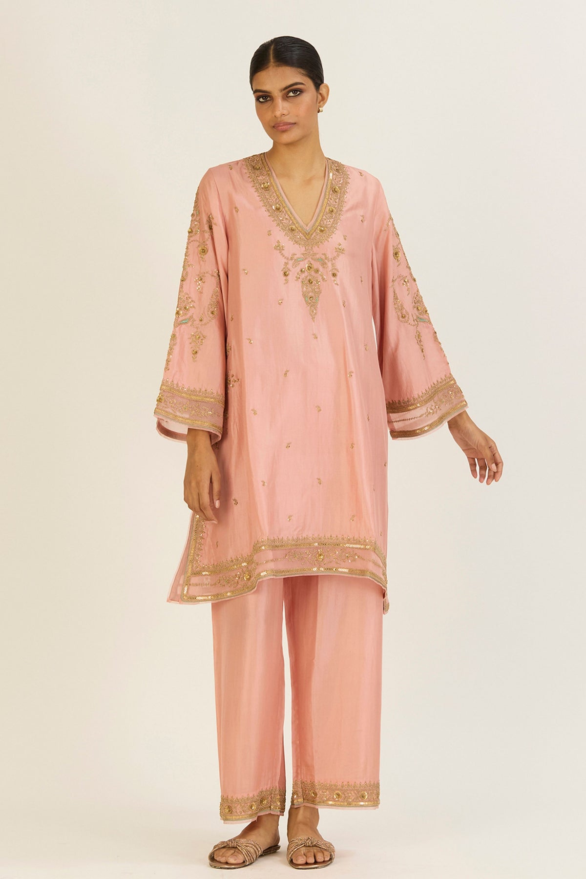 Sehmat Salmon Pink Kurta &amp; Pants