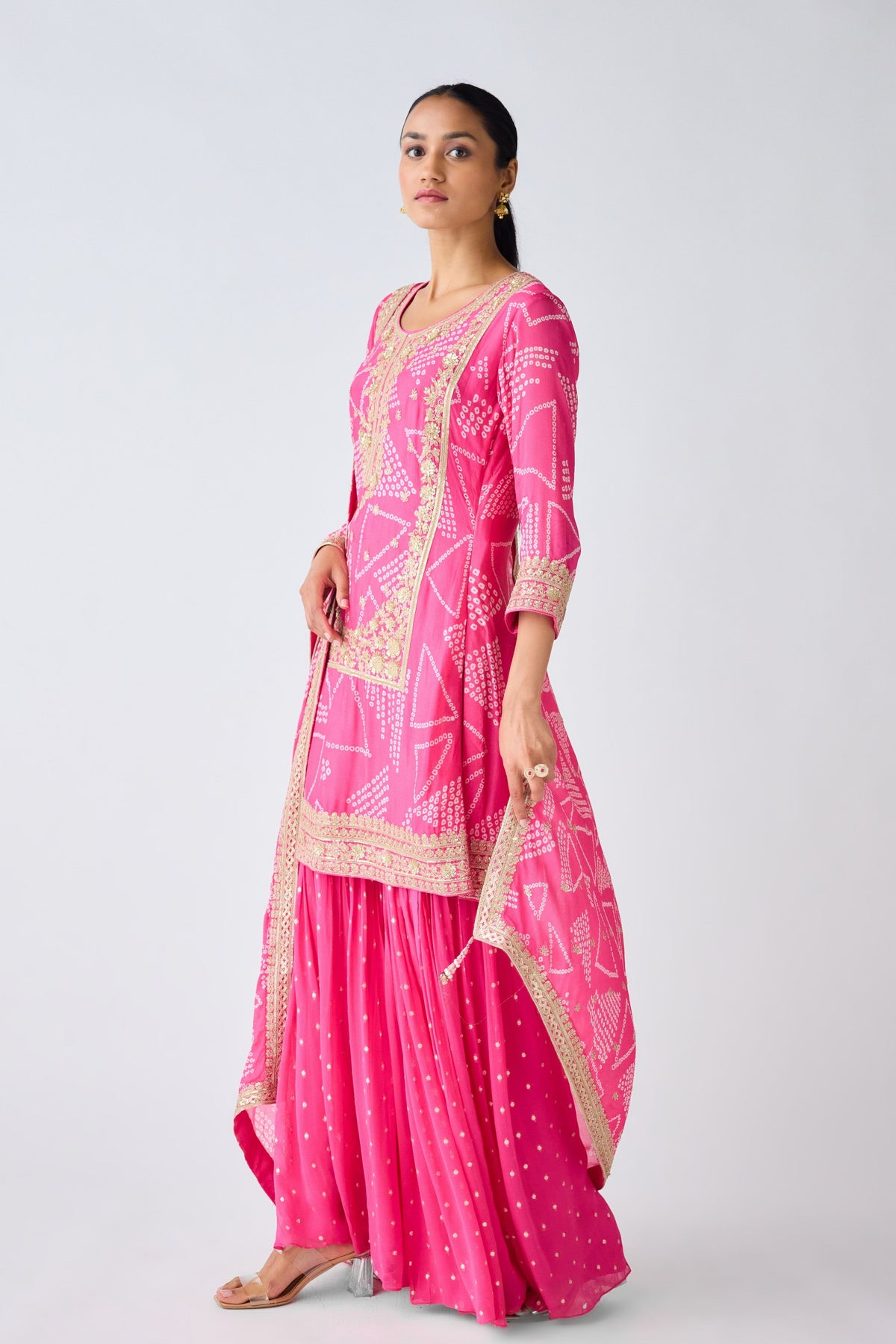 Rani Pink Embroidered Sharara Set