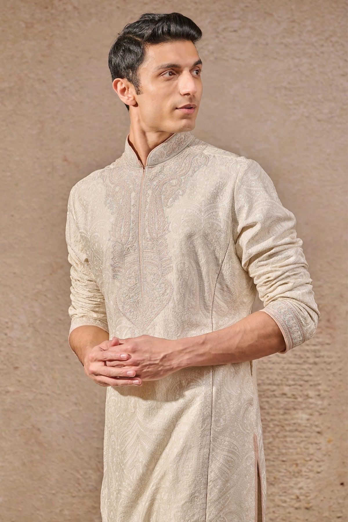 Self-textured Embroidered Kurta