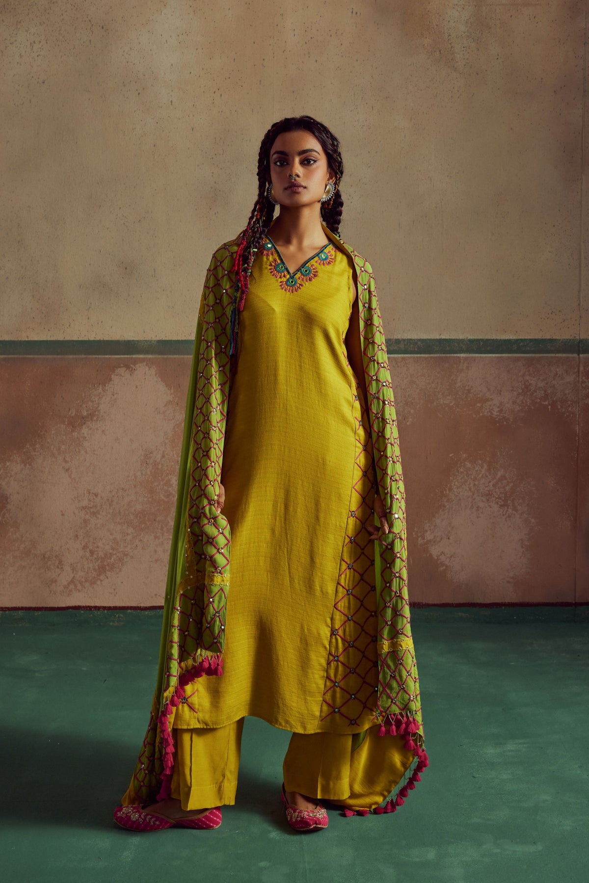 Yellow Suit Set With Dupatta