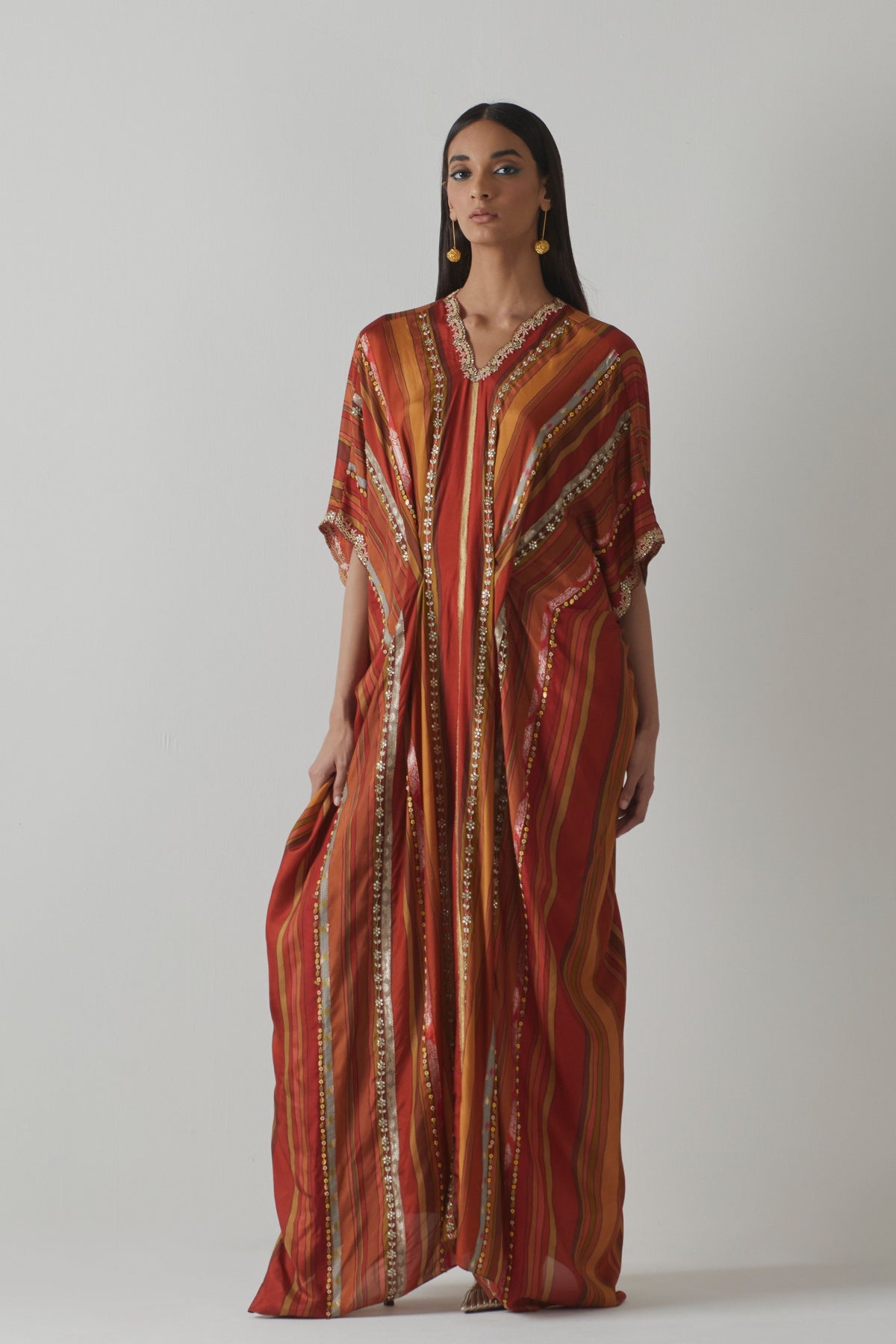 Orange Silk Kaftan