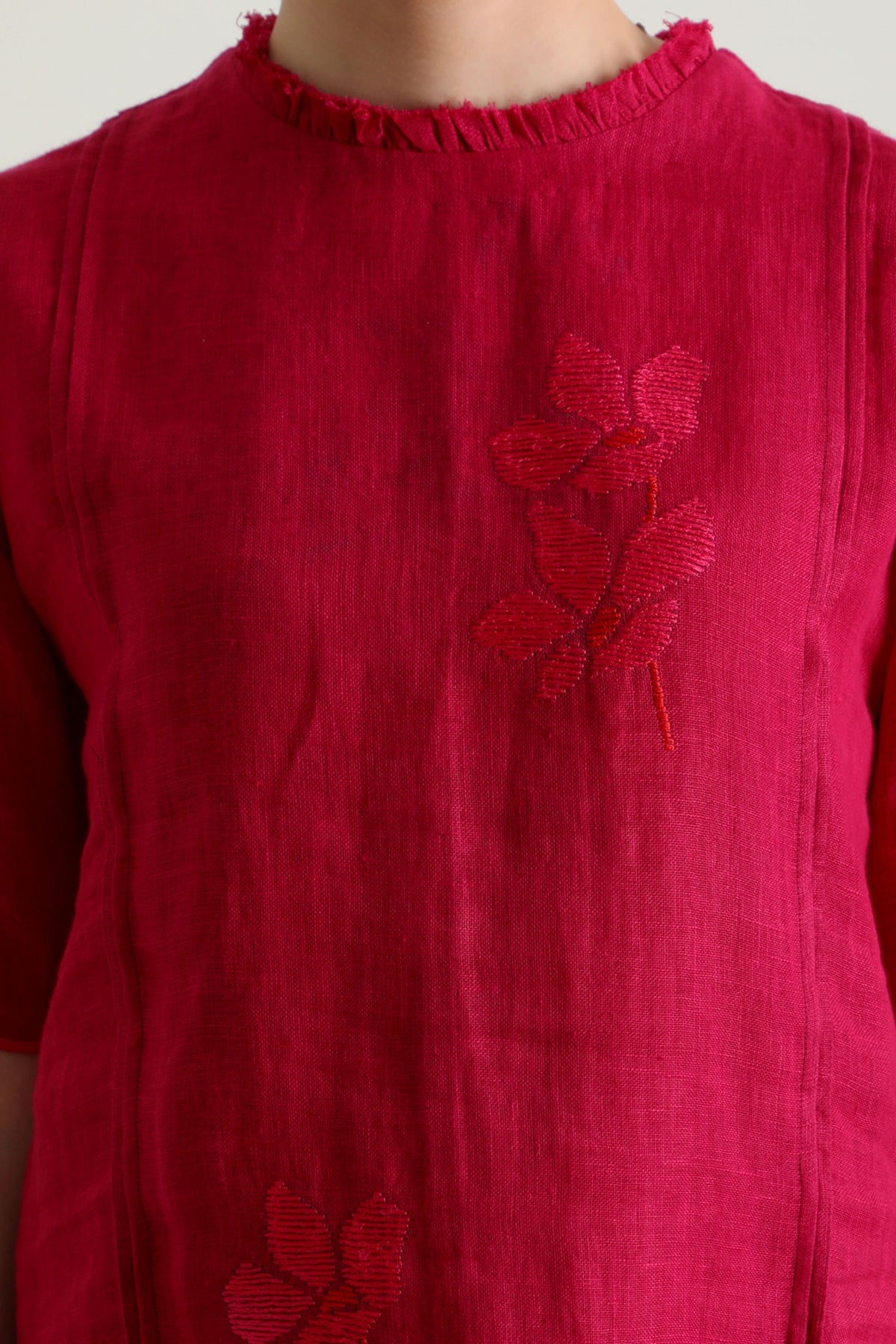 Fushsia Enbroidery Tunic Set