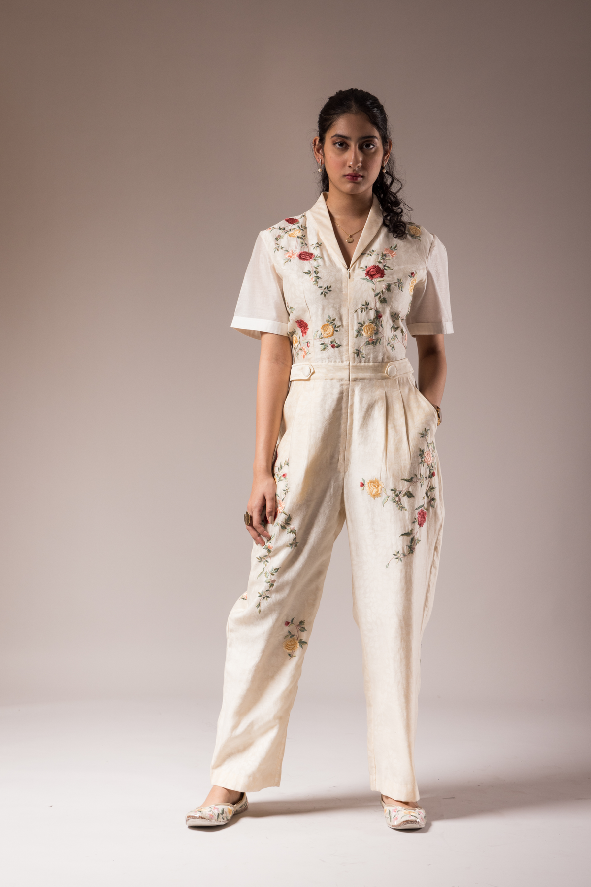 Ivory Embroidery Jumpsuit