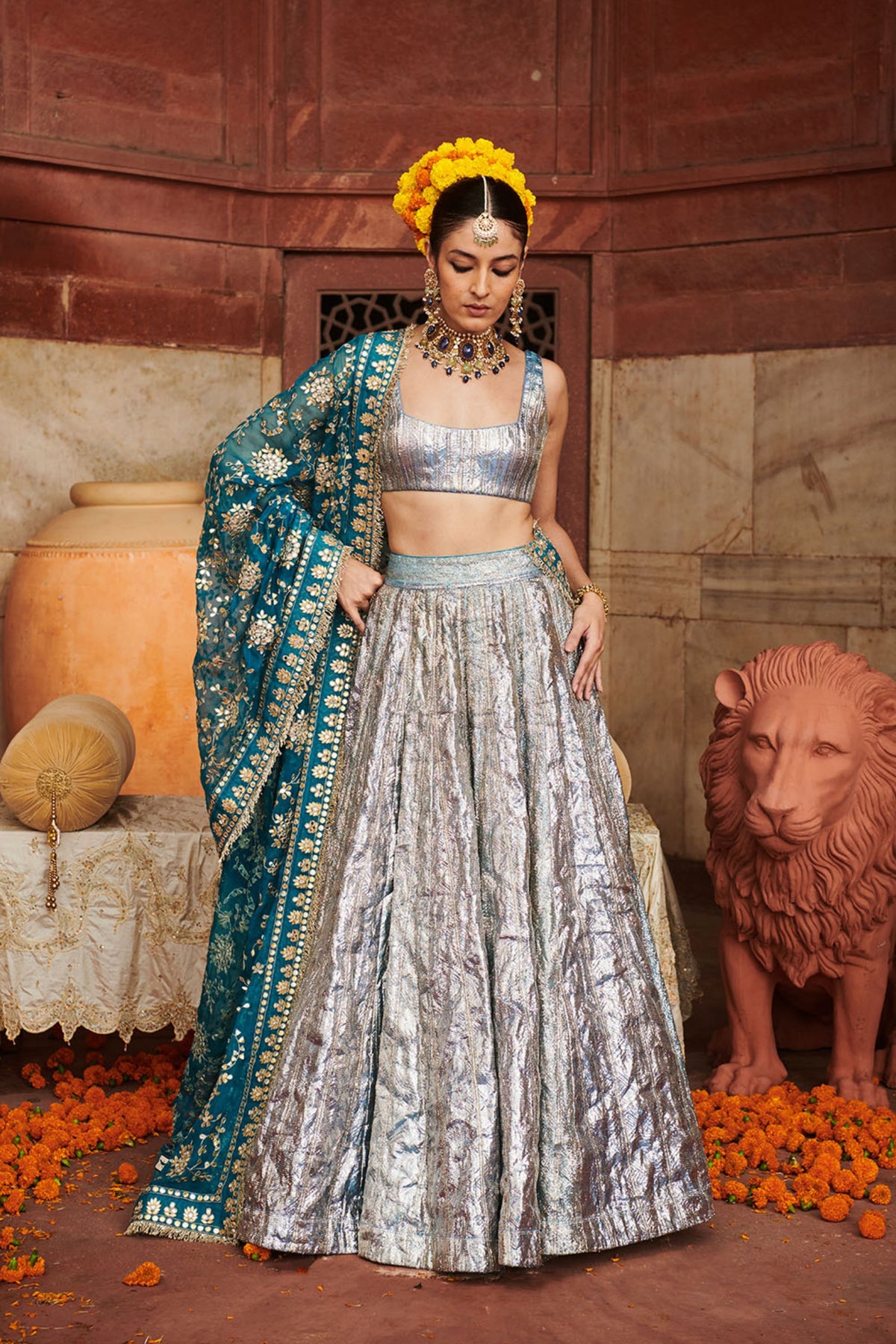 Aasmani Lampi Lehenga Set