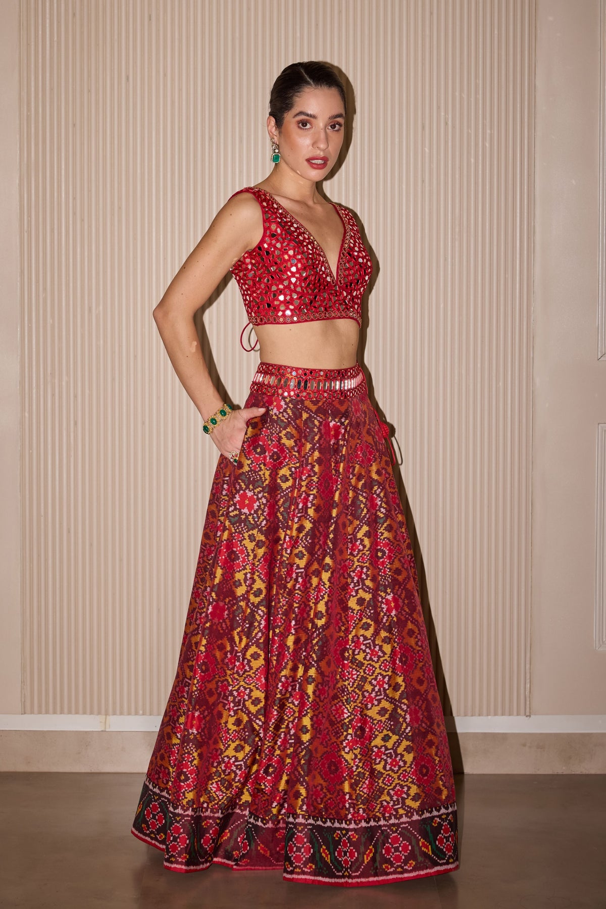 Patola Mirror Work Lehenga