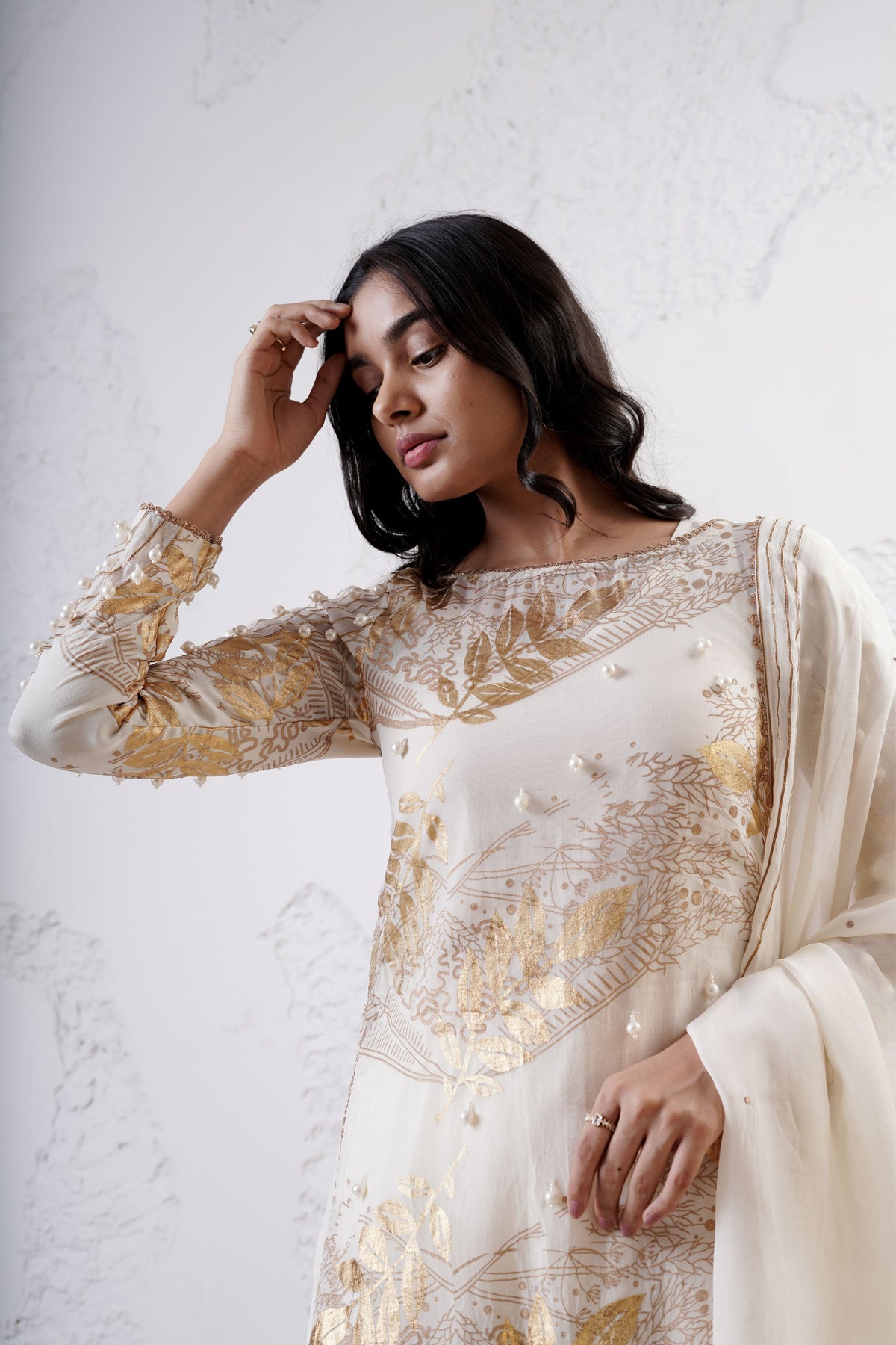 Ivory Foil Printed Kurta Set