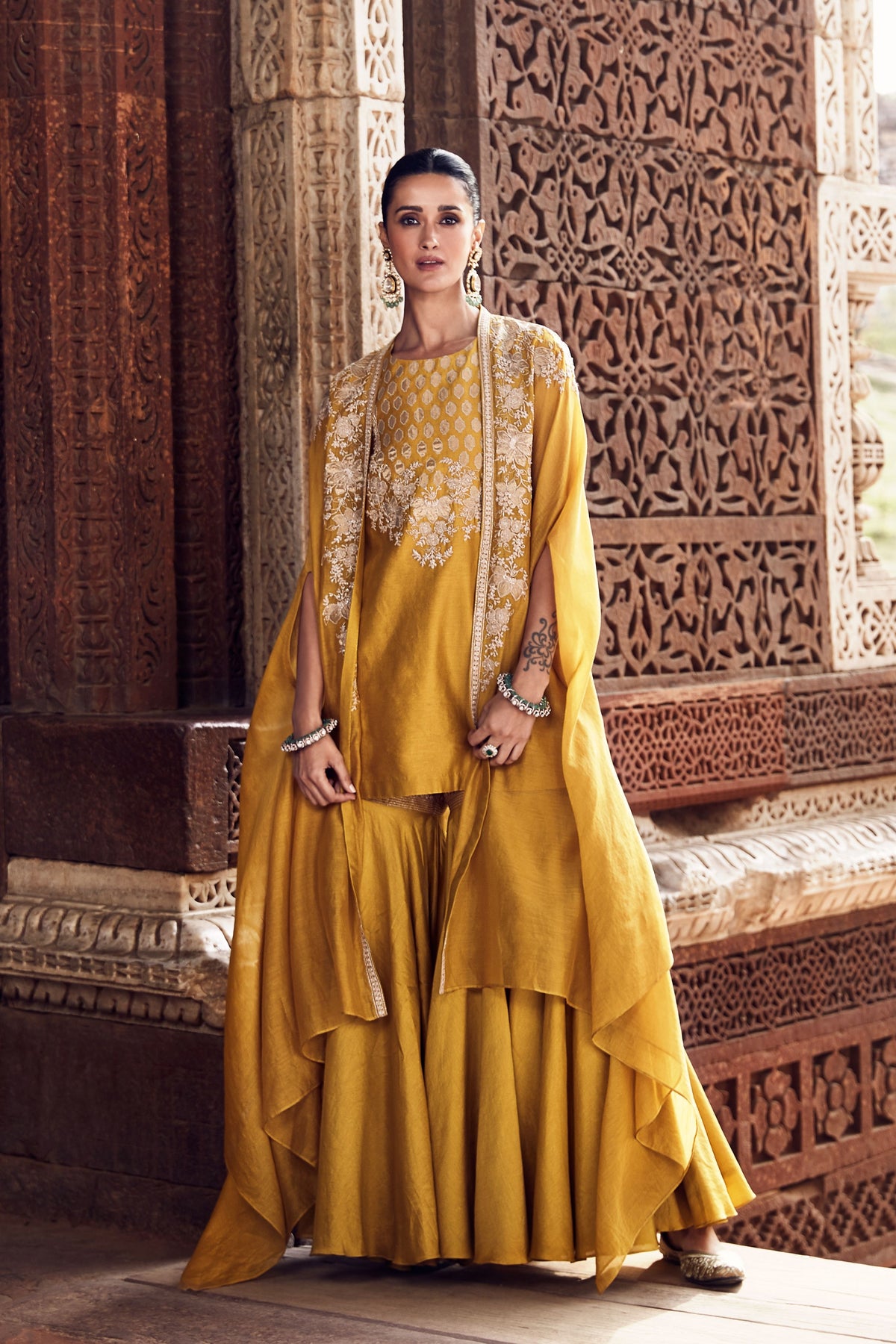 Turmeric Cape with Kurta Set