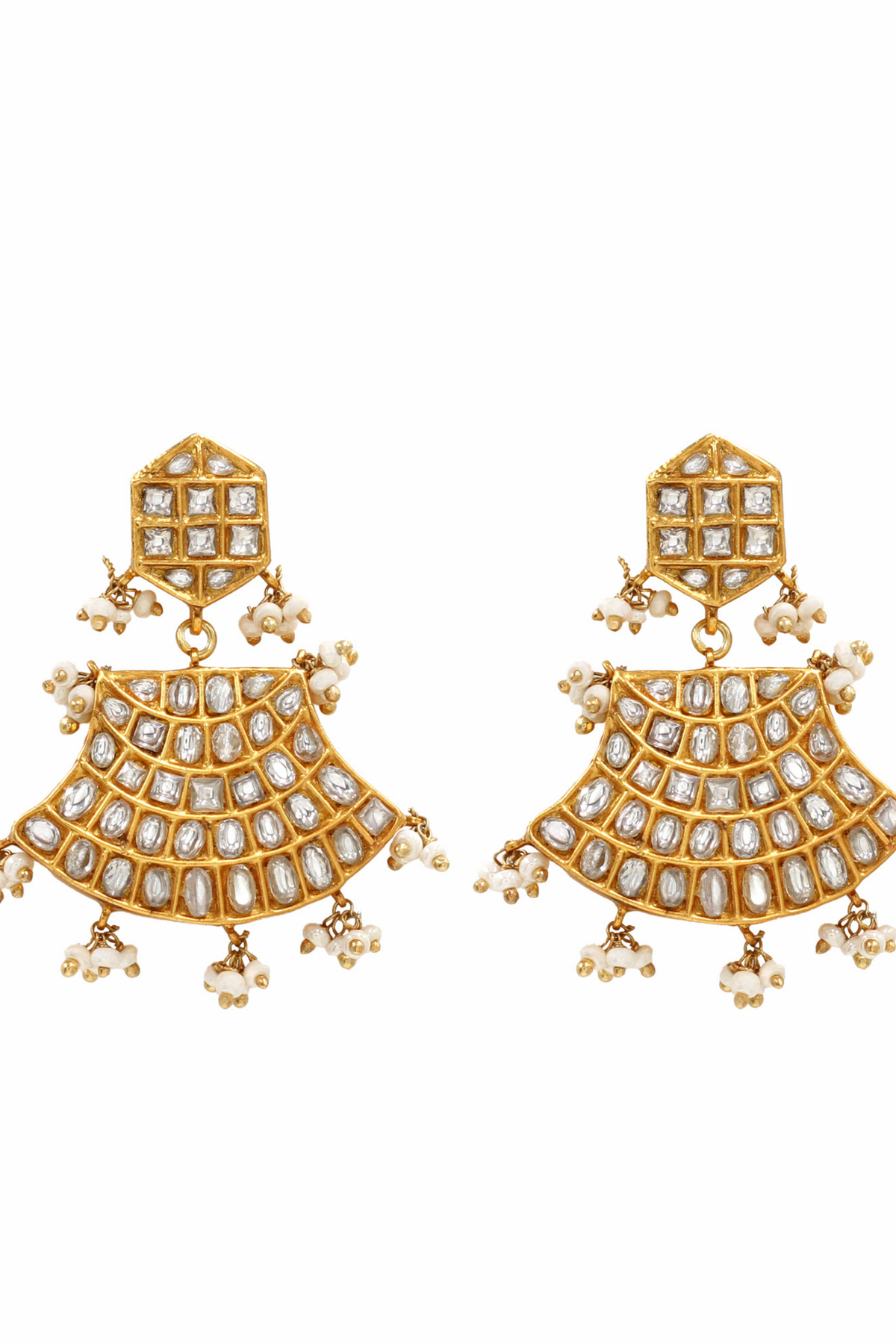 Radiant Gold Kundan Studded Earrings.