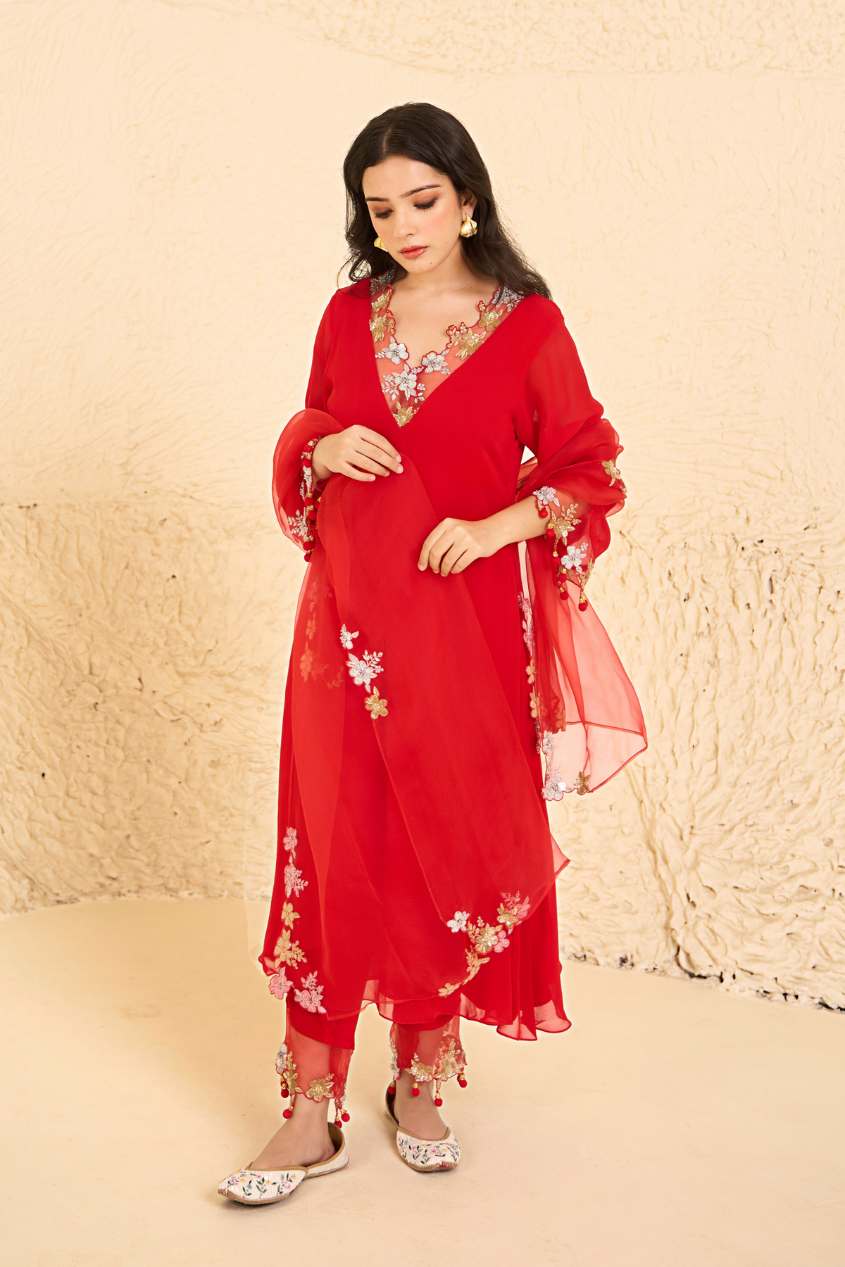 Red Georgette Kurta Set