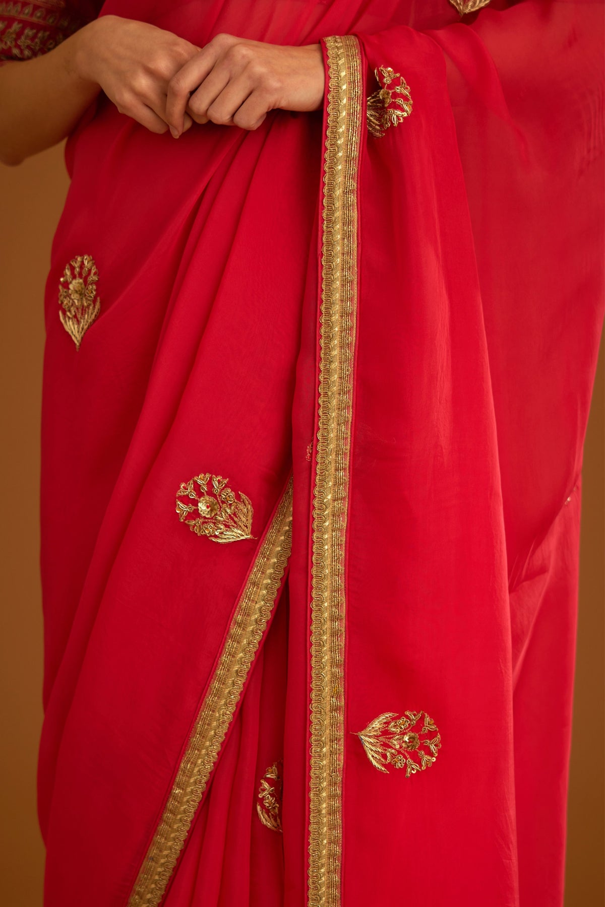 Cranberry pink Saree set