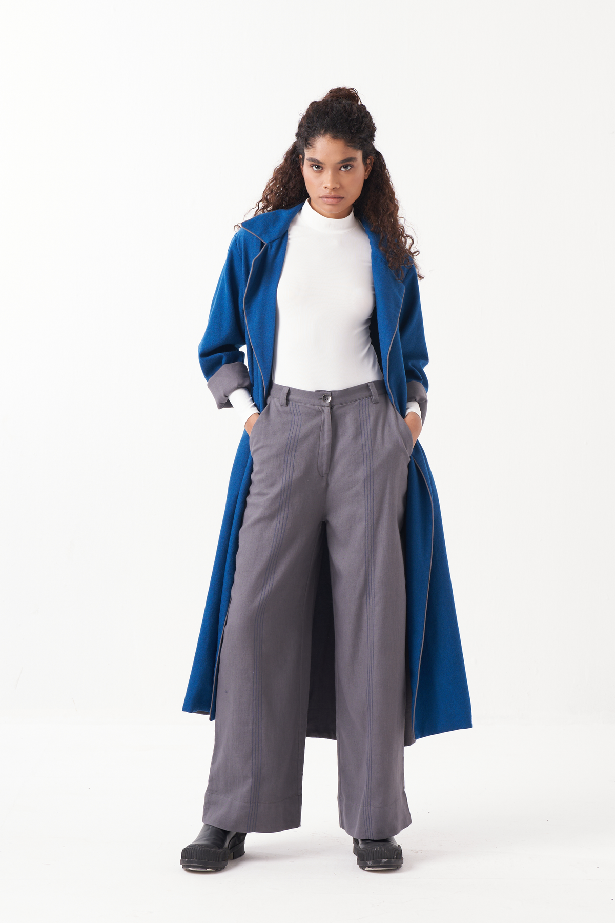 Notch Collar Wool Trench Jacket