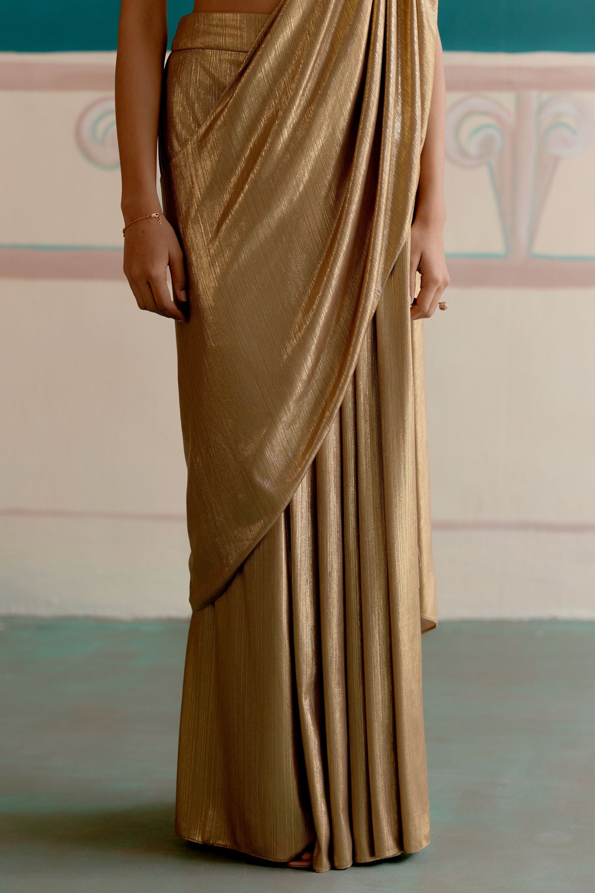 Oscar Gold Drape Saree