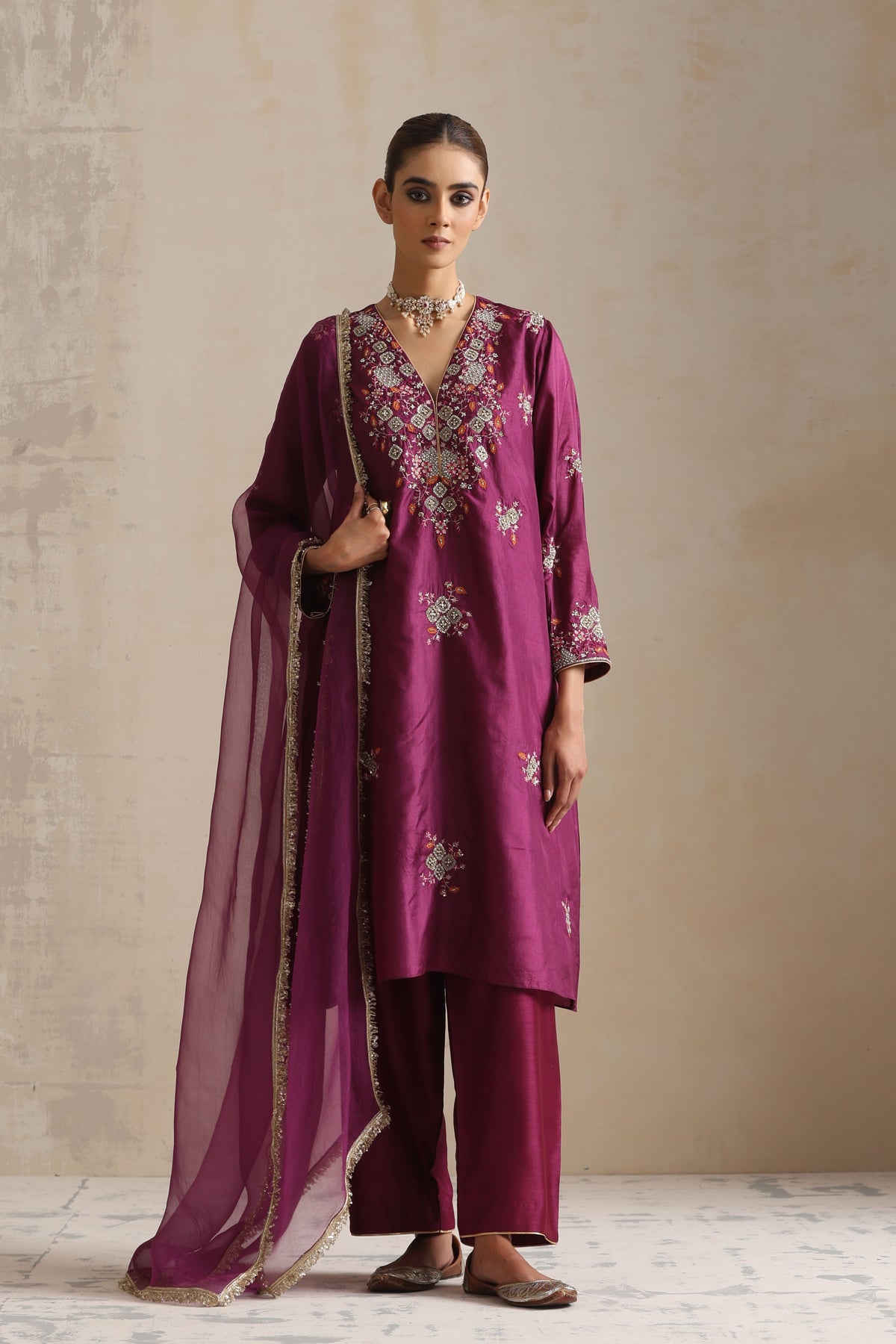 Aubergine Adya Kurta Set