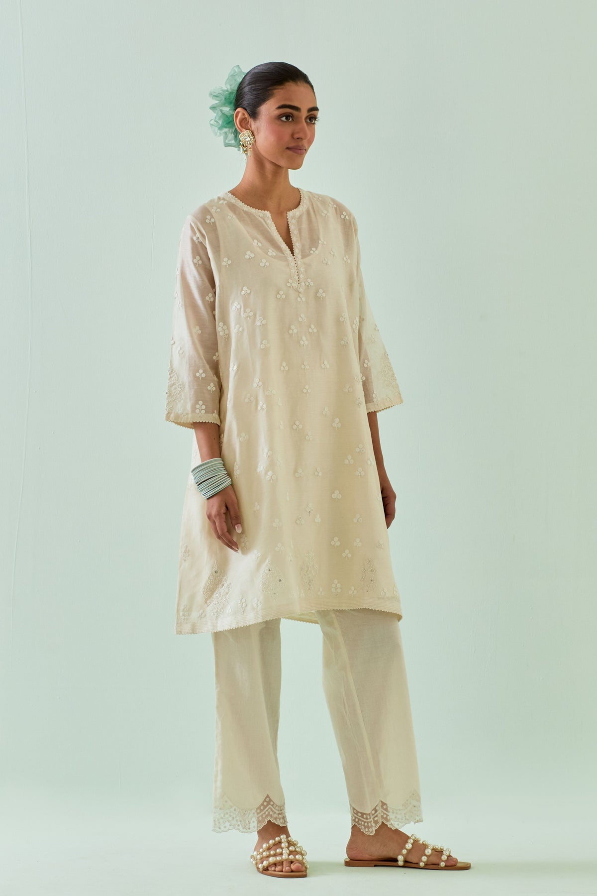 Off White Kalidar Kurta Set