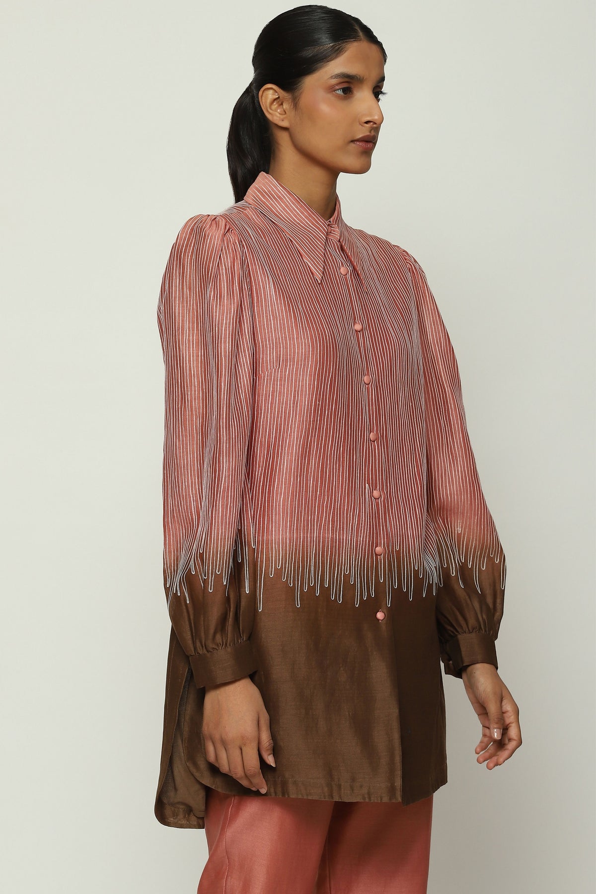 Ombre Crewel Embroidery Shirt