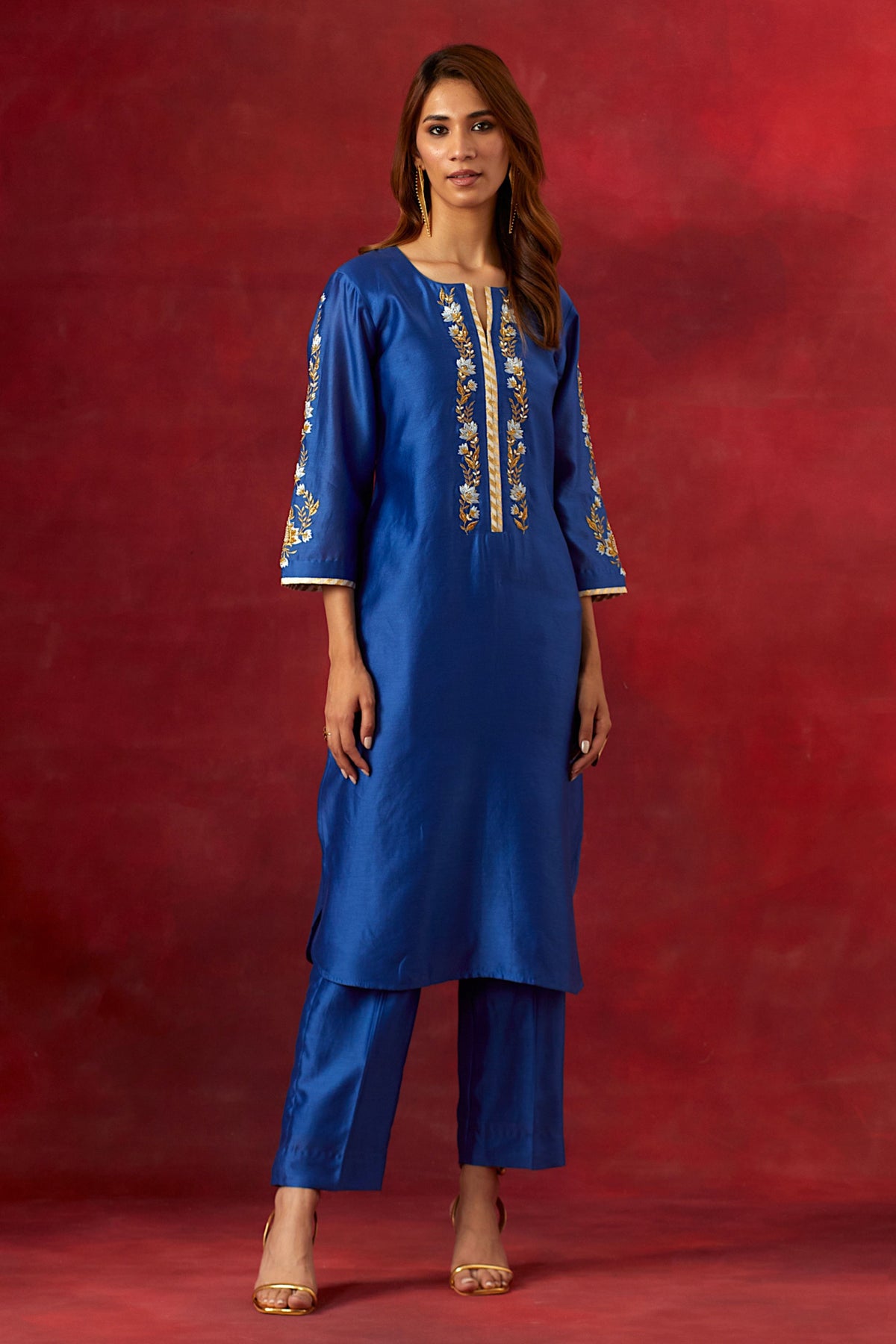 Blue Round Hem Kurta Set