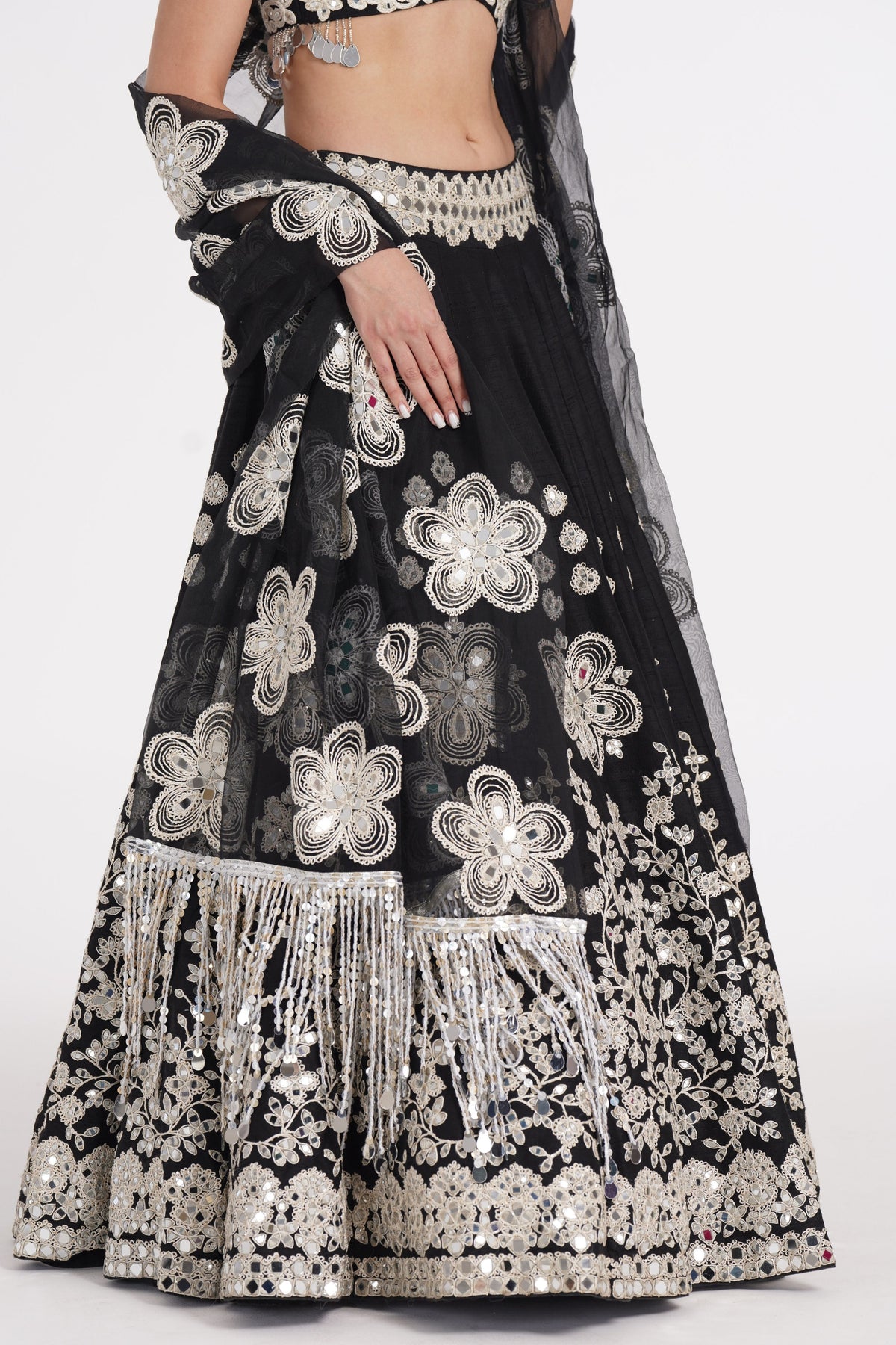 Jet Black Embellished Lehenga Set