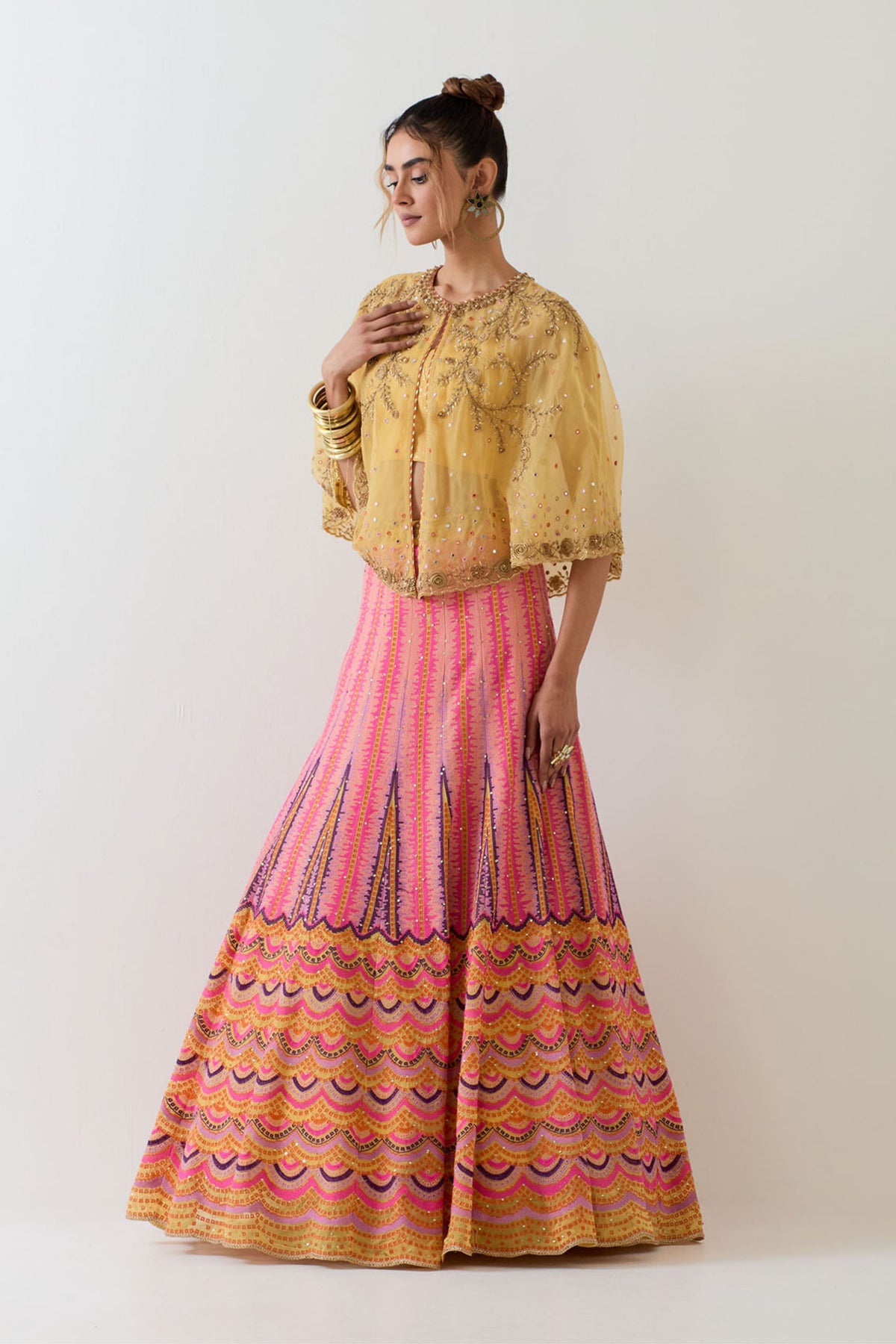 Mustard Cape With Skirt