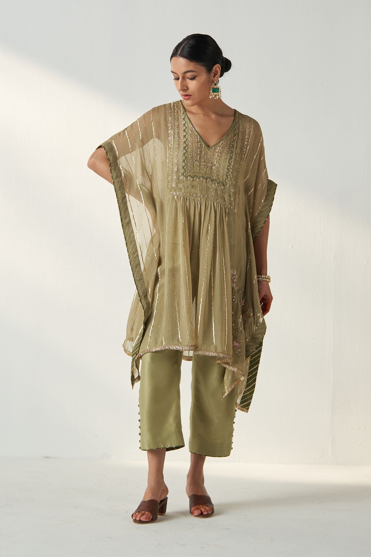 Rabhya Green Kaftan Pant Set