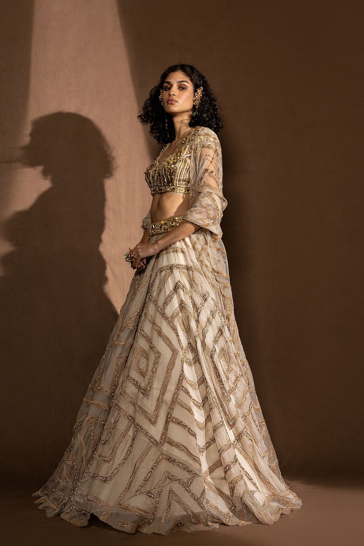 Gold Metallic Lehenga Set