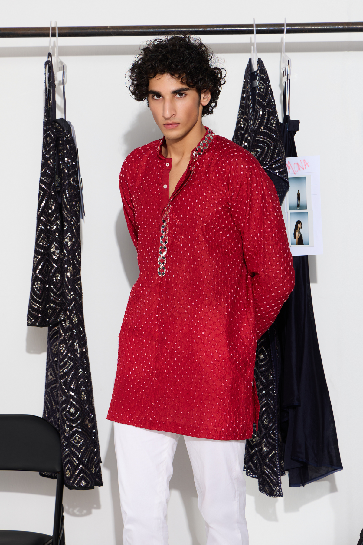 Red Bandhani Kurta Set