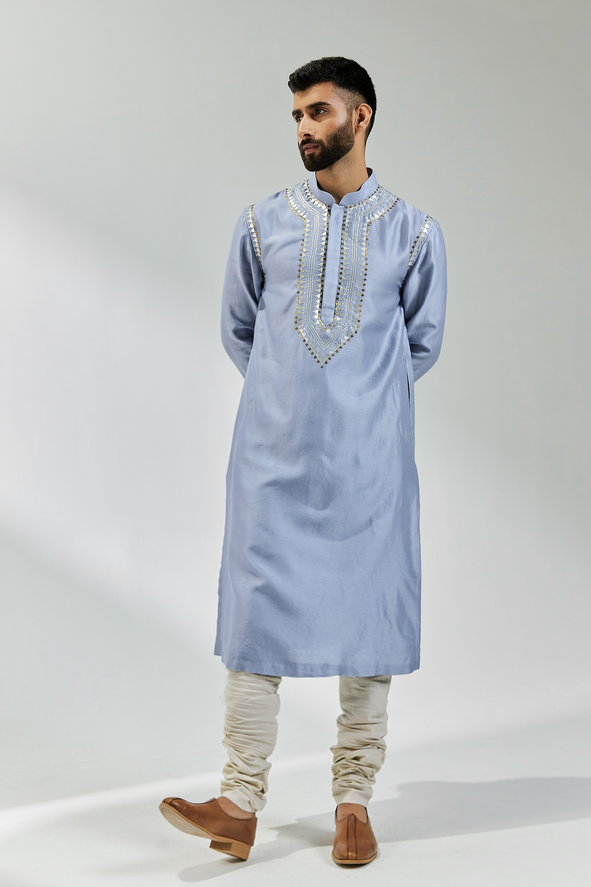 Hyacinth Blue Embroidered Kurta Sets