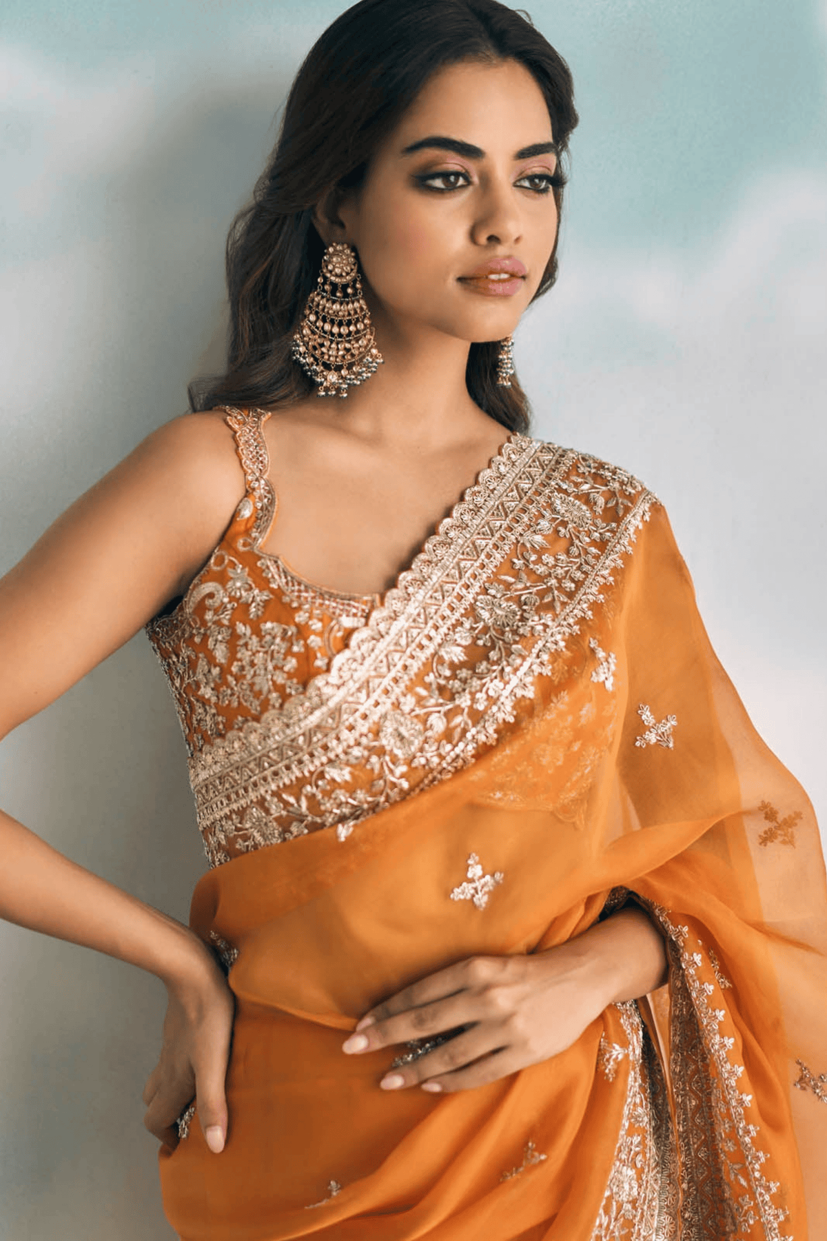 Orange Aanya Saree Set