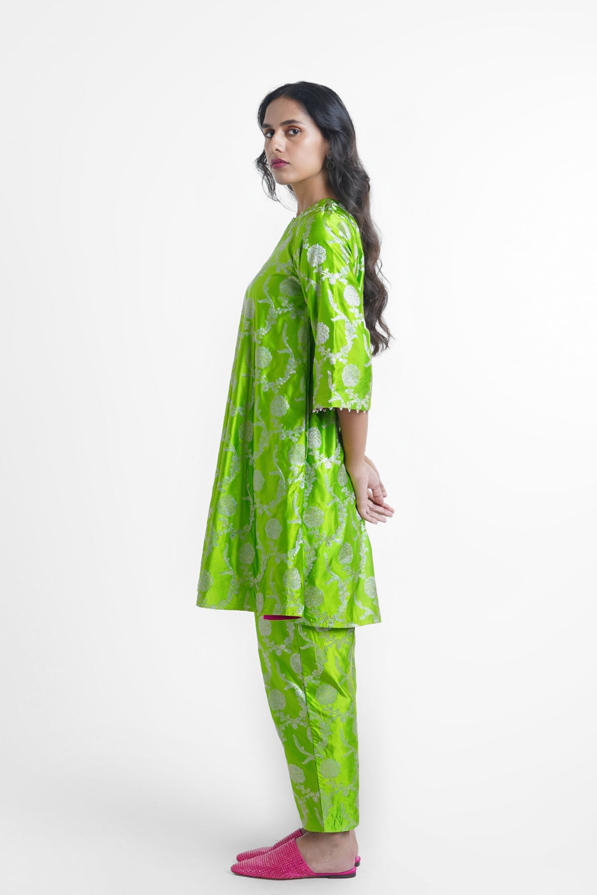 Green Sunheri Kurta Set