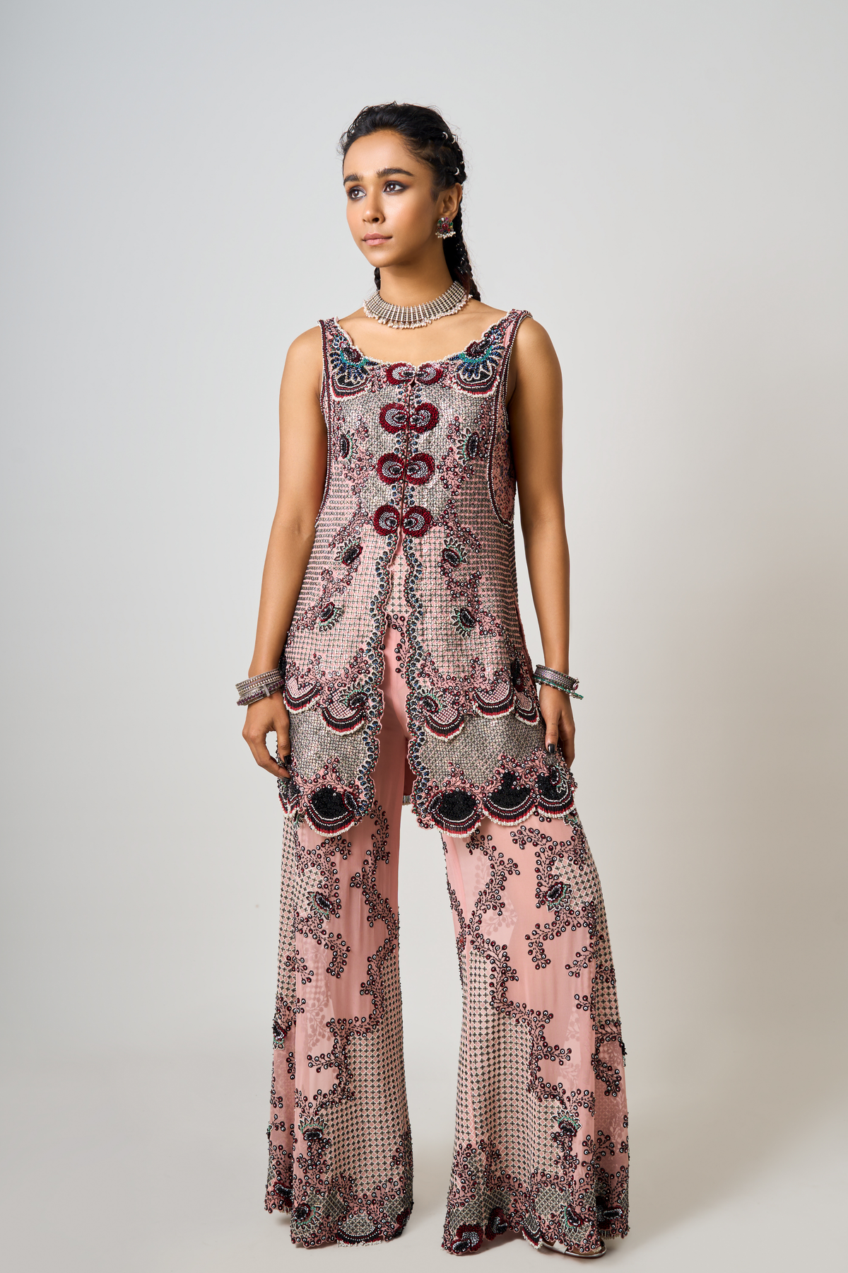 Old Rose Embroidered Co-ord Set