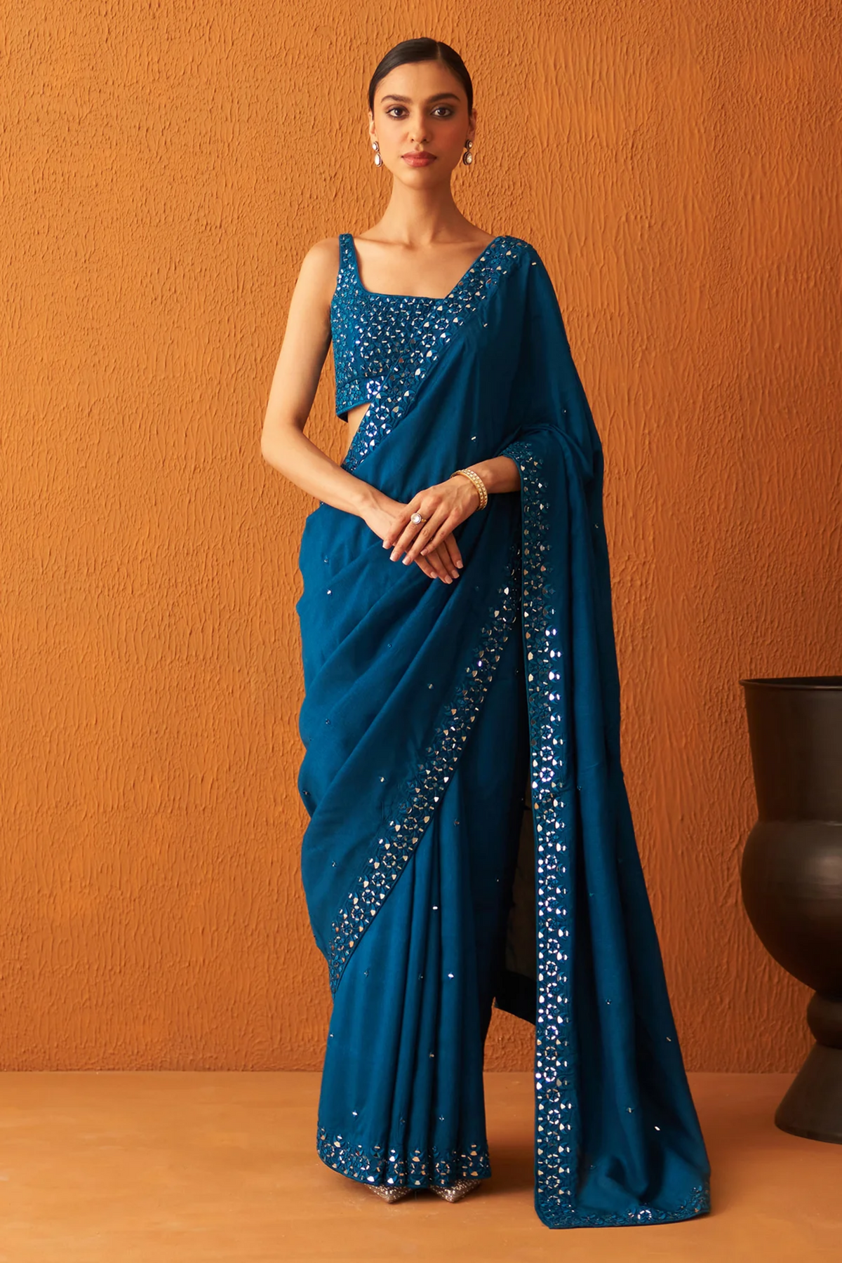 Peacock Blue Silk Saree