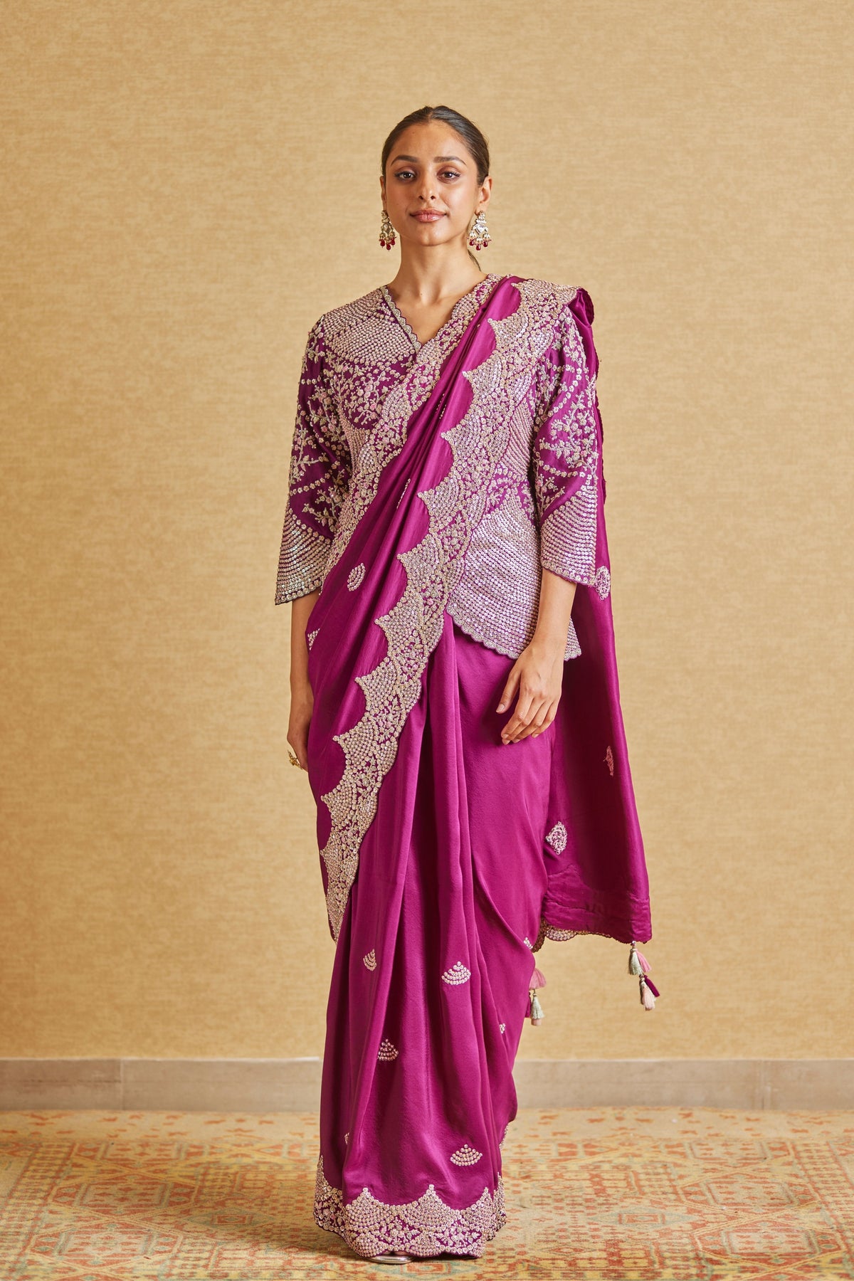 Aubergine Embroidered Saree