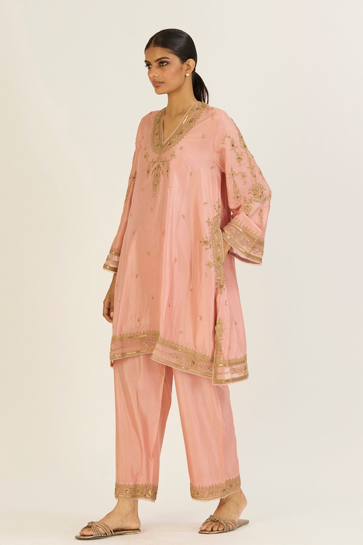 Sehmat Salmon Pink Kurta &amp; Pants