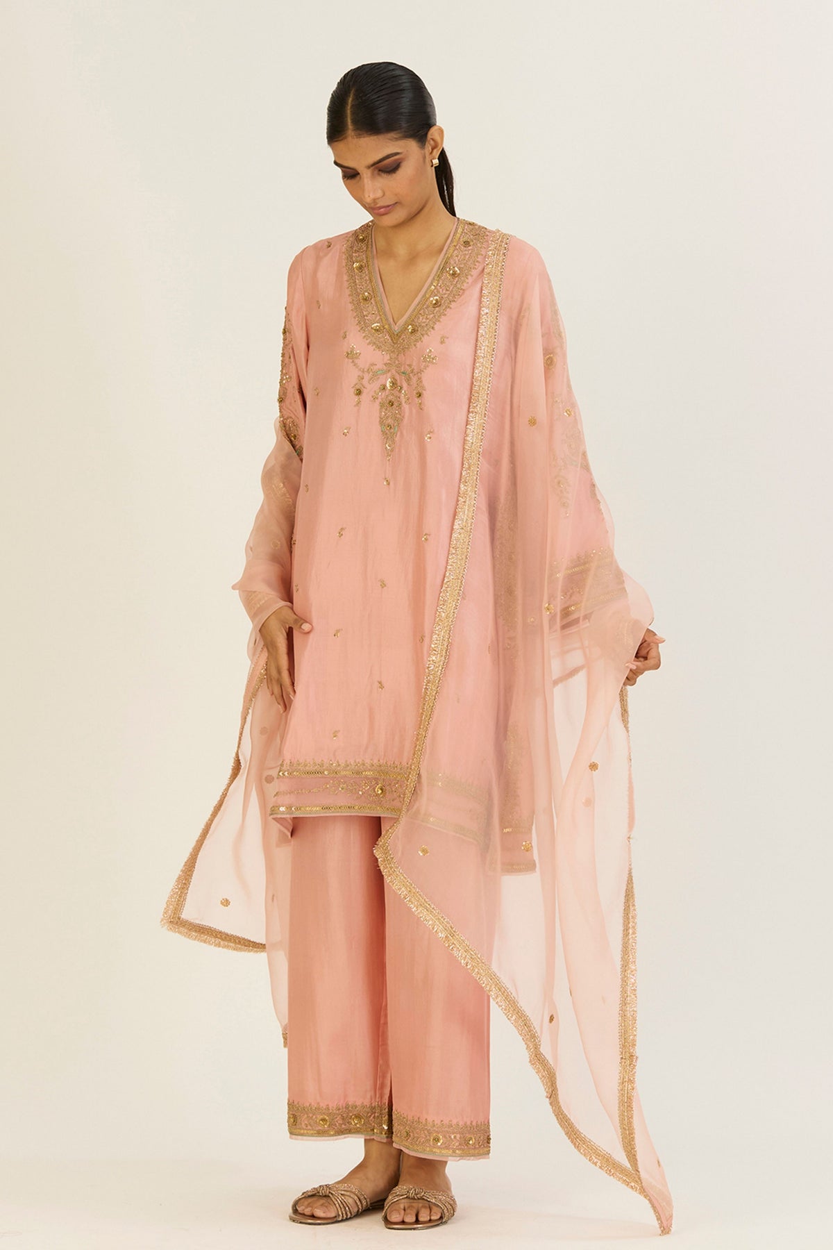 Sehmat Salmon Pink Kurta &amp; Pants