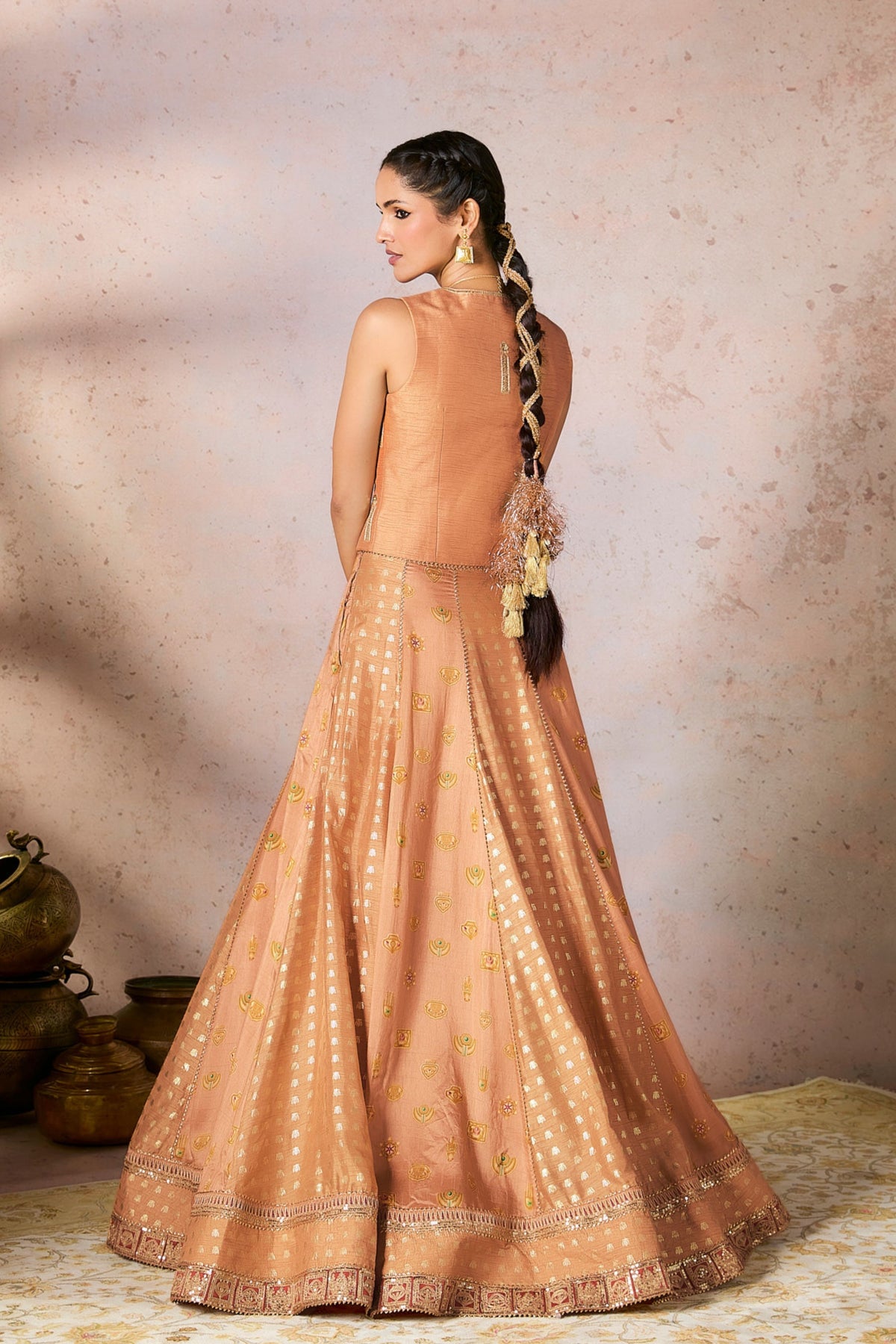 Salmon Trinkets Lehenga Set