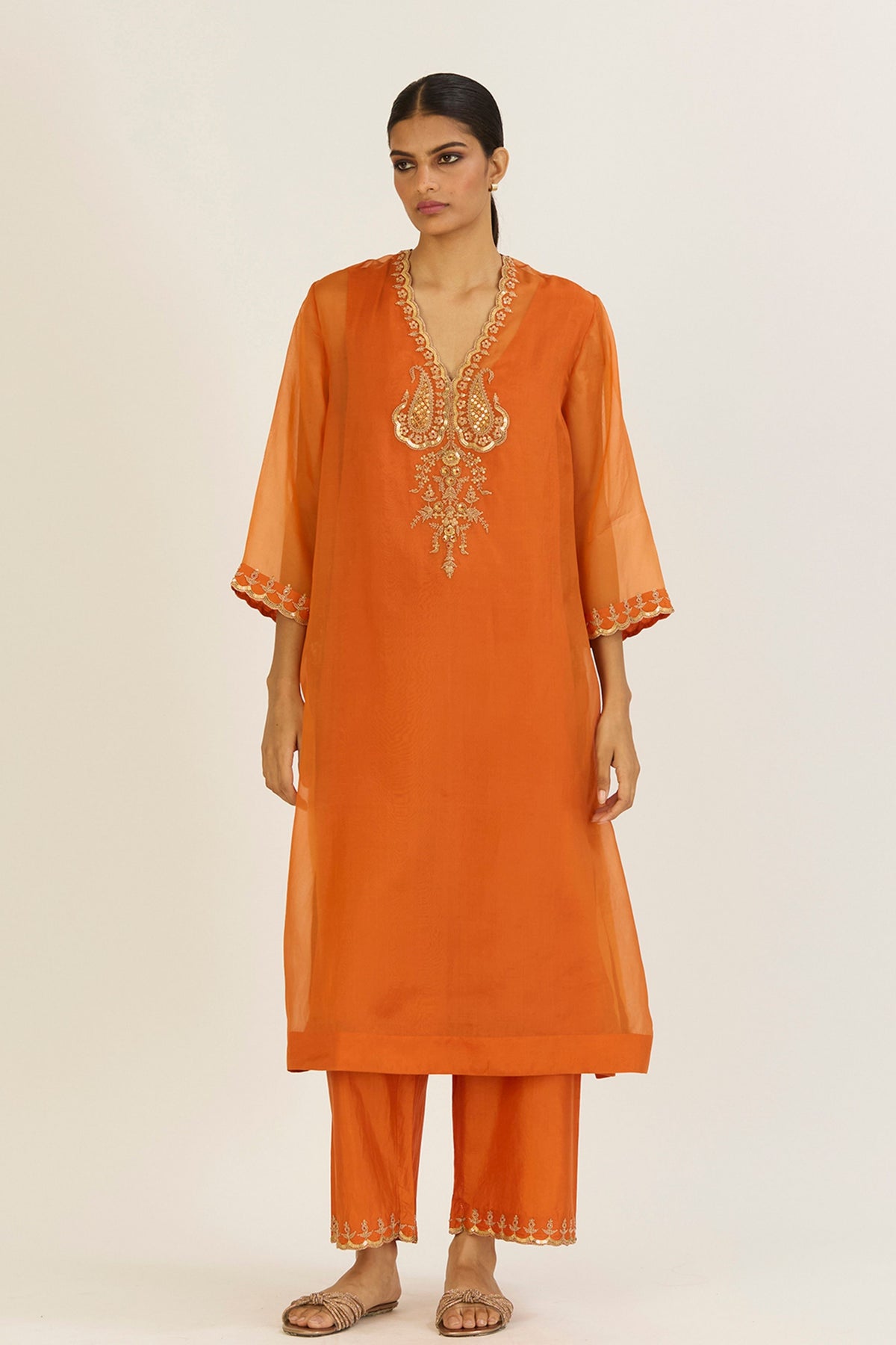 Rysa Orange Kurta &amp; Pants