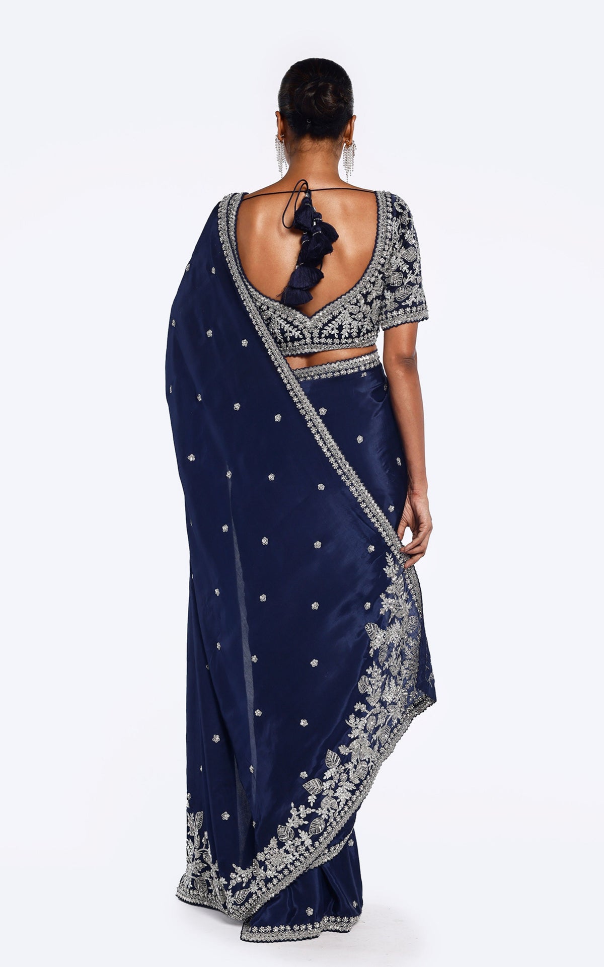 Midnight floral embellished saree