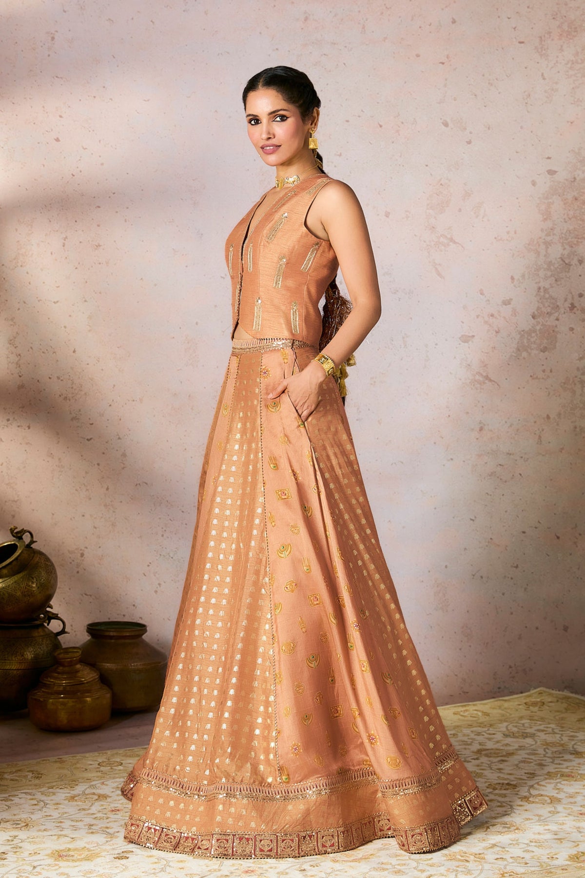 Salmon Trinkets Lehenga Set