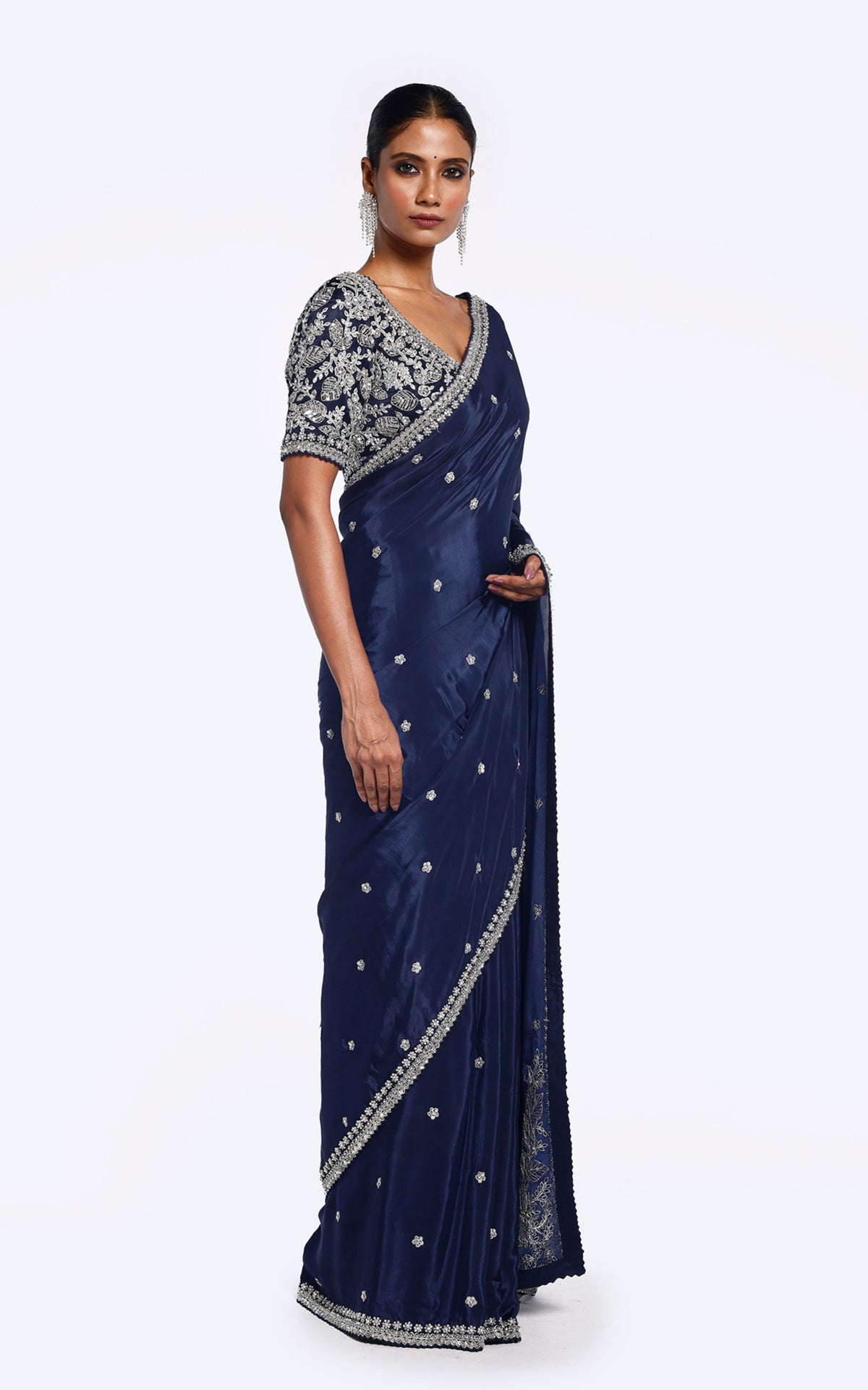 Midnight floral embellished saree