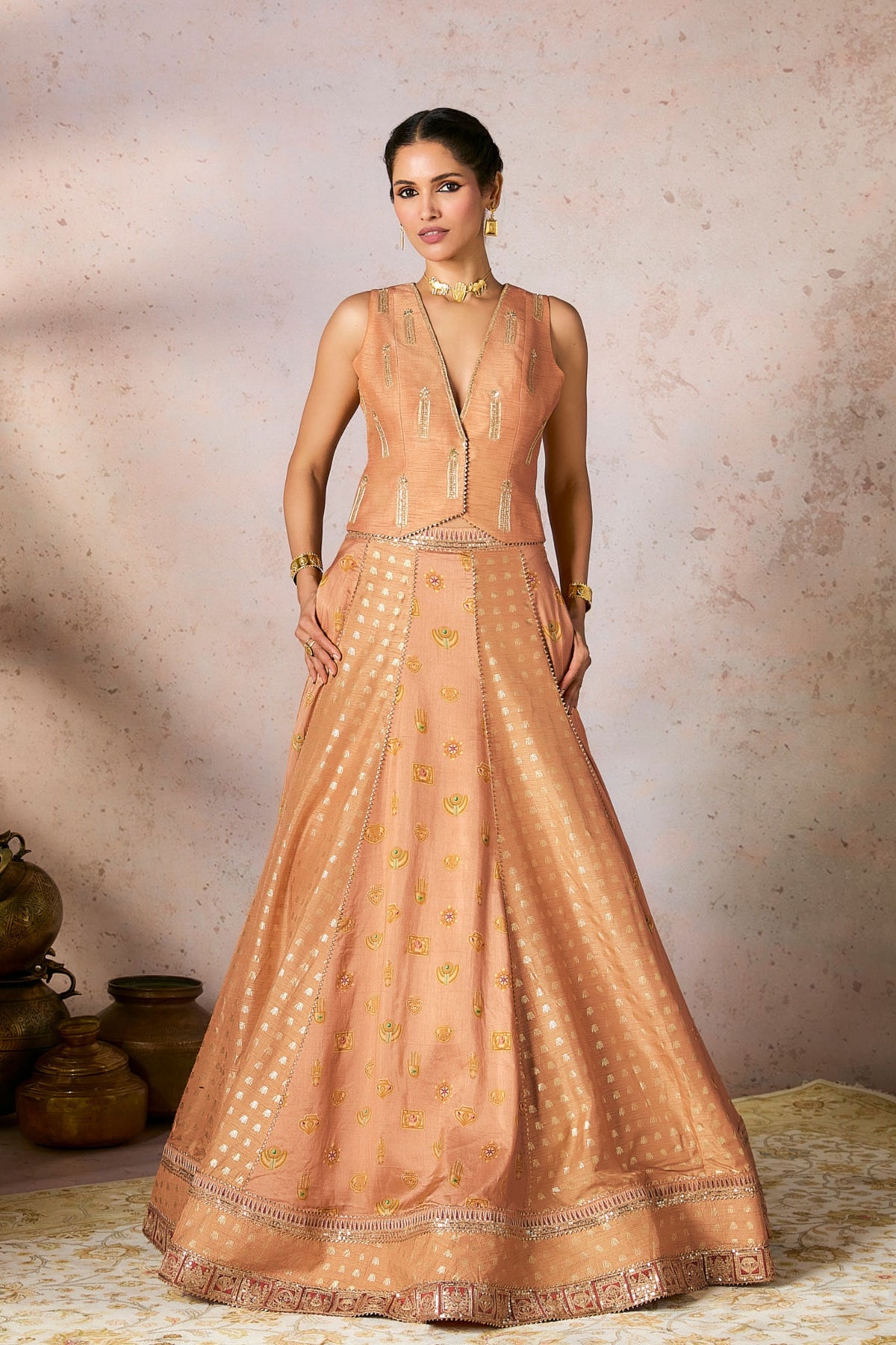 Salmon Trinkets Lehenga Set