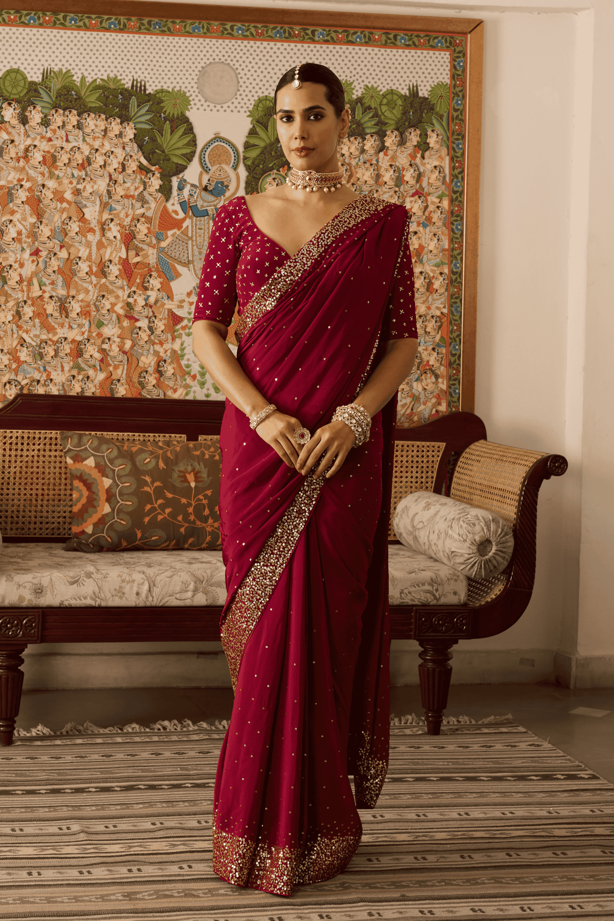 Mehroon Saree Set