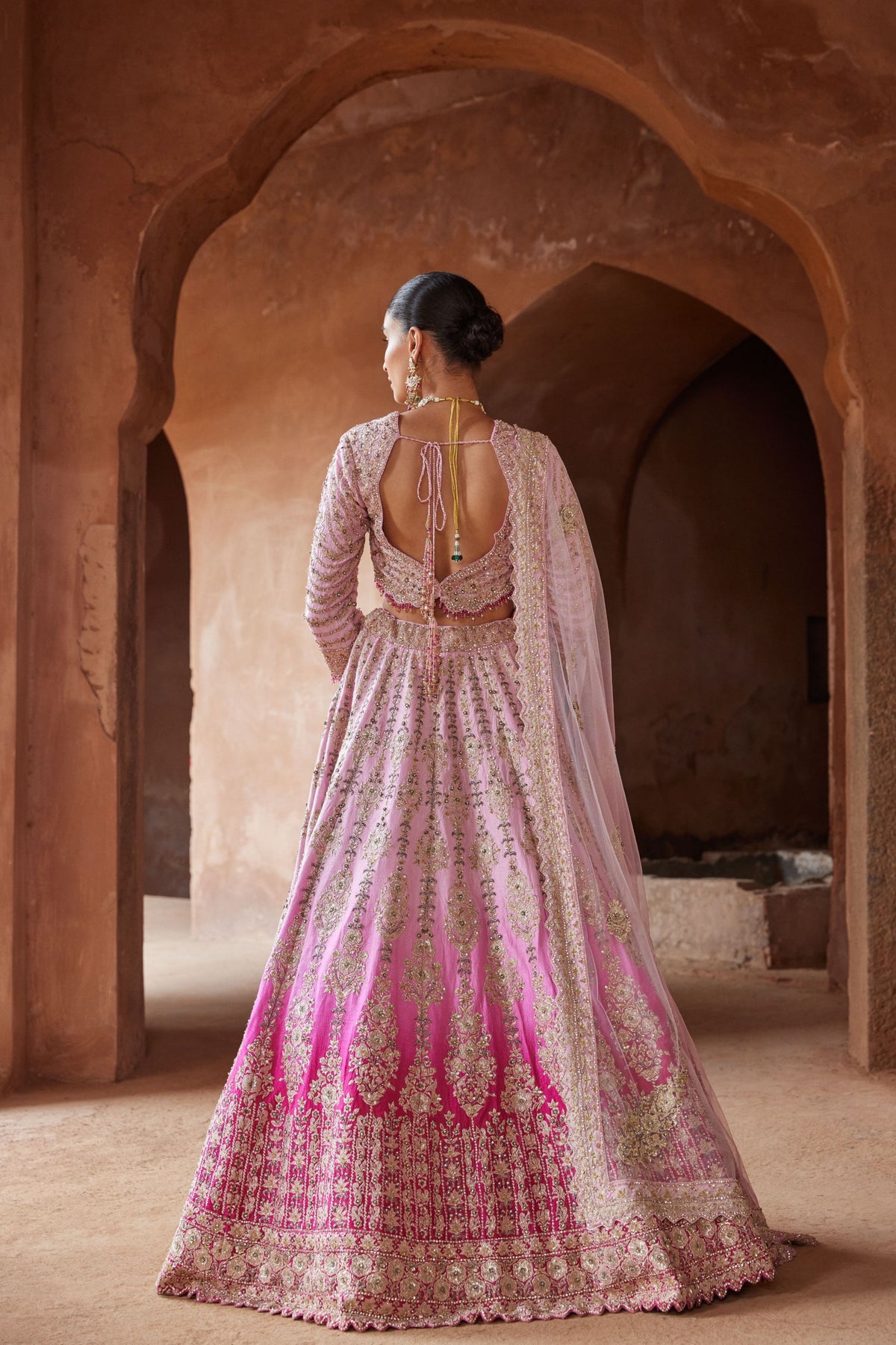 Fuschia Pink Ombre Dyed Lehenga Set