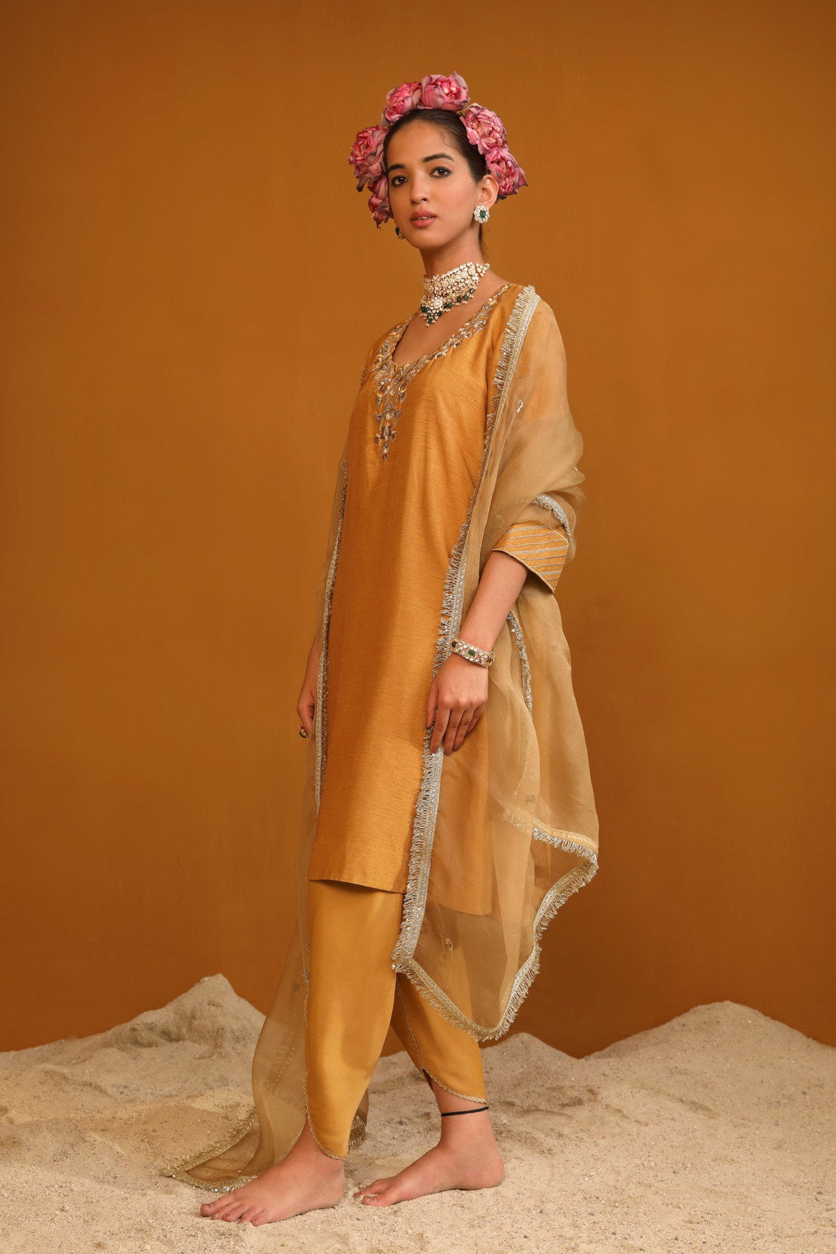 Shabana Gold Kurta Set